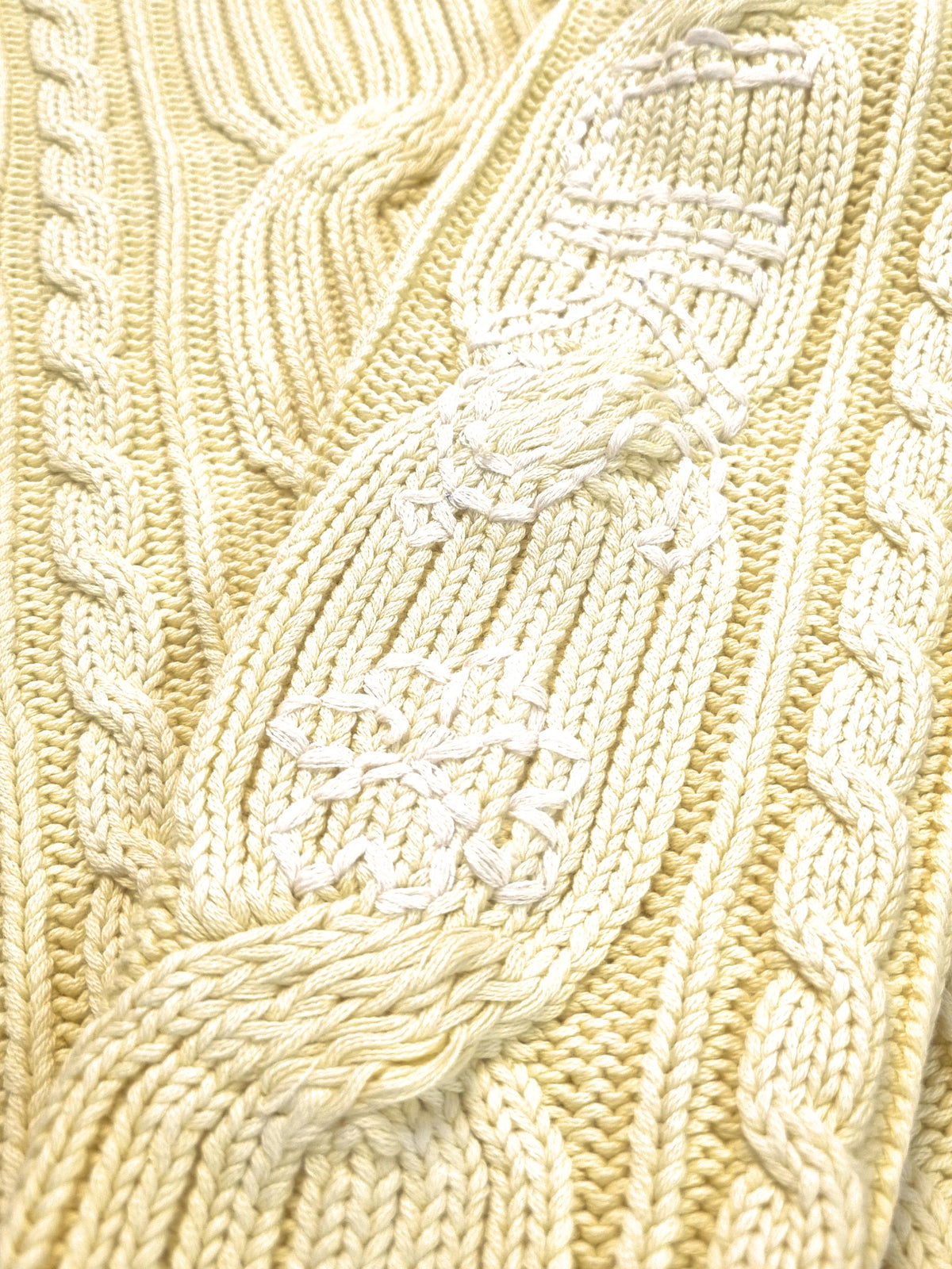 Damen Strickpullover aus Zopfmuster mit Stickerei aus Baumwolle - DoroC