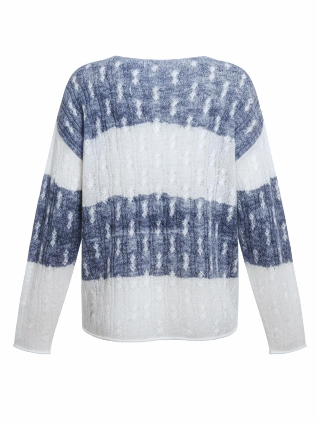 Women's cable-knit block-stripe mohair-wool blend sweater - AlvaC