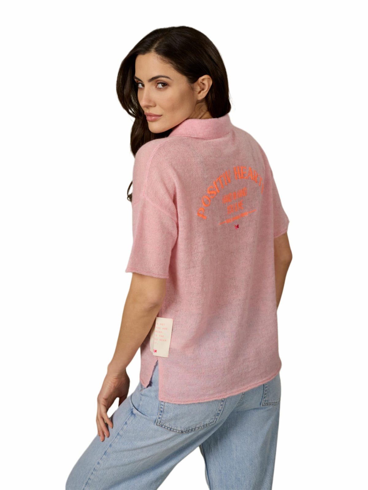 Damen Strickpoloshirt mit Stickerei aus Mohair-Woll-Mischung - DeliaC