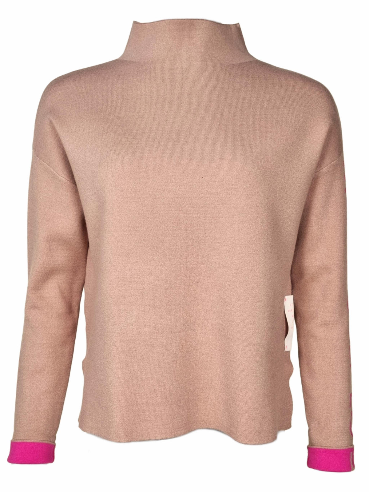Damen Strickpullover mit Stehkragen & Schriftzug – BellC