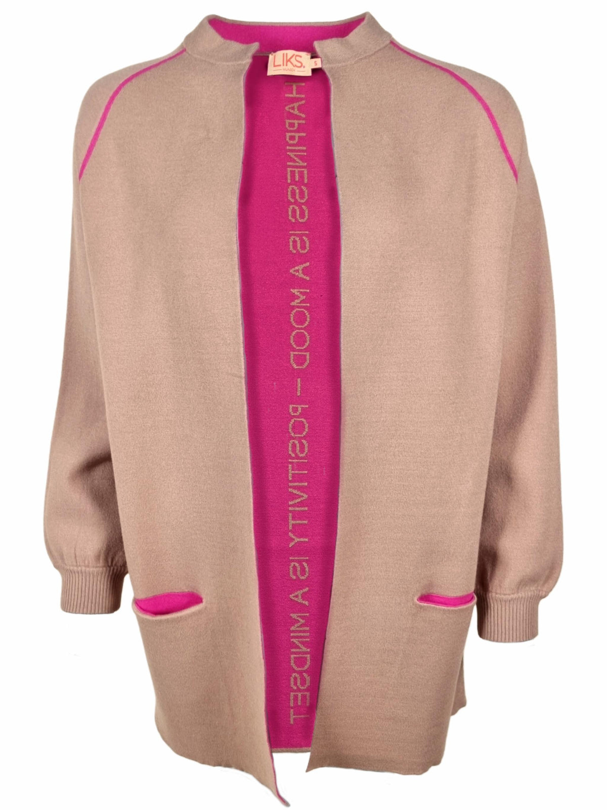 Damen Strickjacke mit Blumenjacquard & Rückenprint – DianaC
