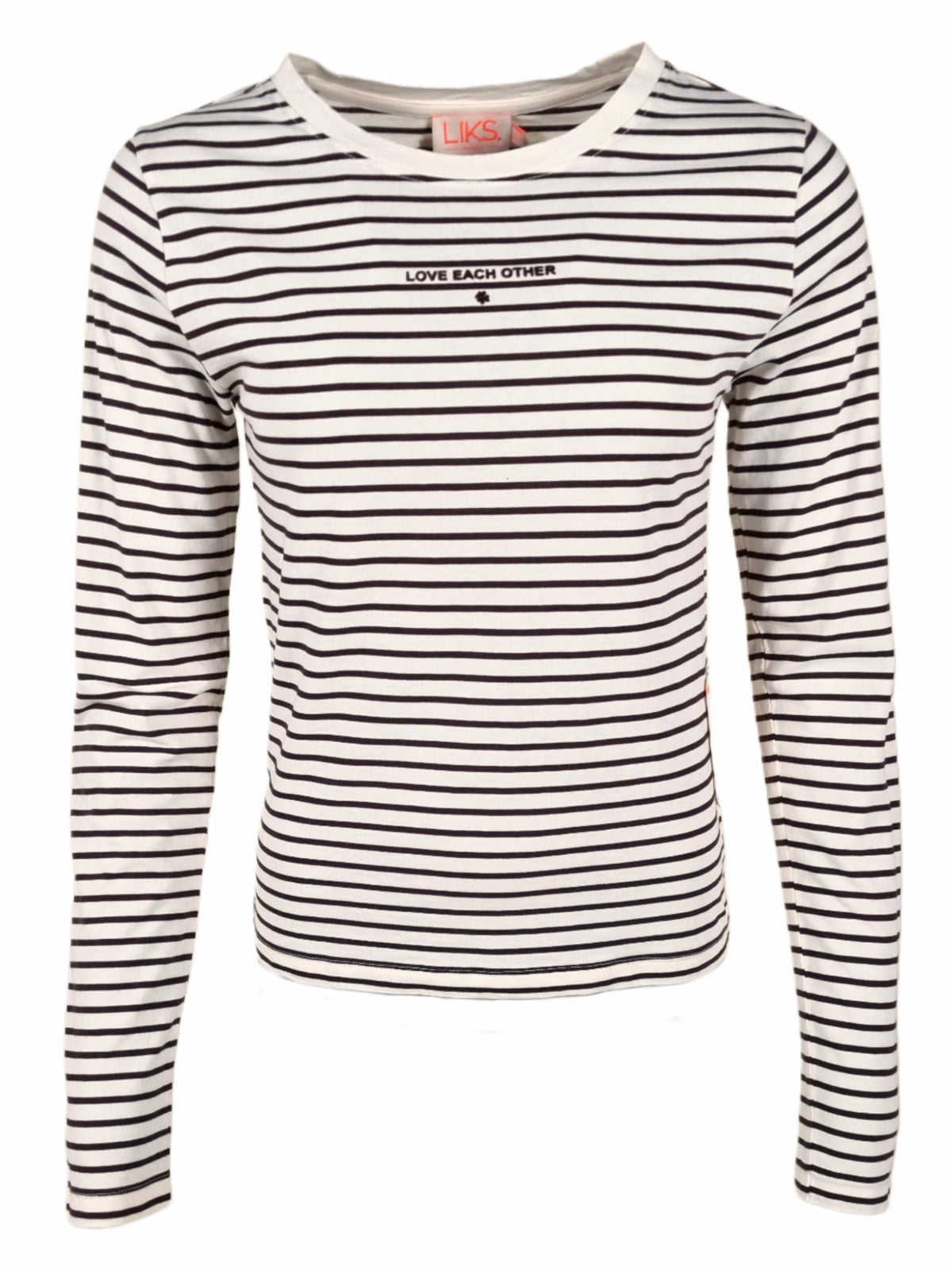 Damen Langarmshirt gestreift mit Flockprint – PaulaC