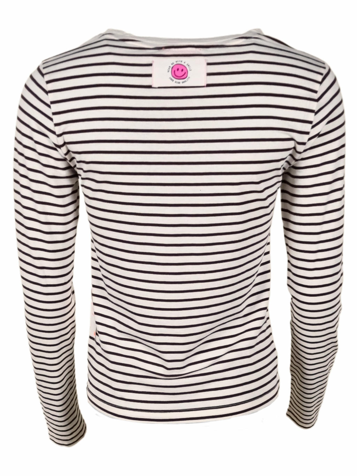 Damen Langarmshirt gestreift mit Flockprint – PaulaC