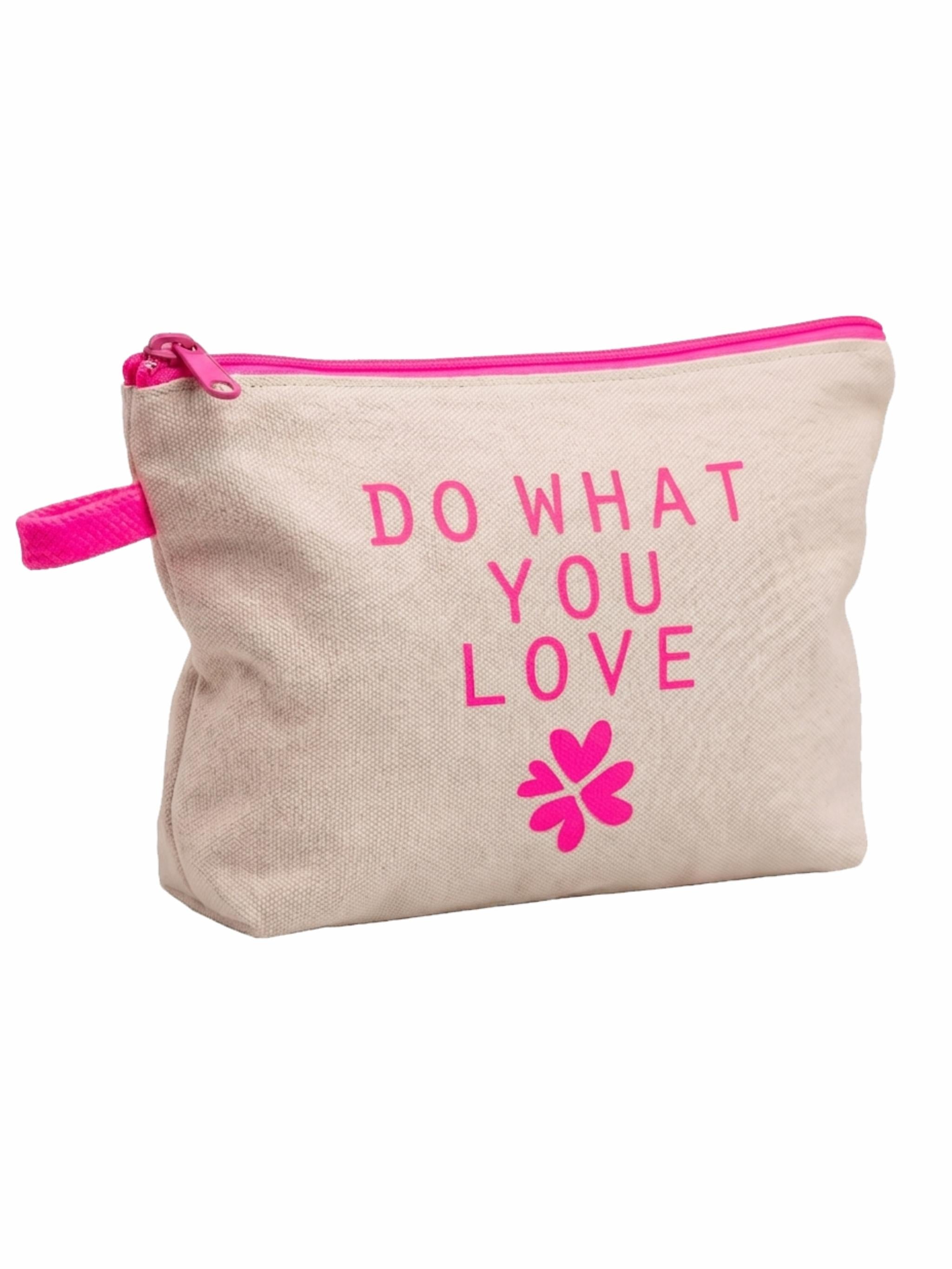Canvas Kosmetiktasche mit Reißverschluss Neon Pink & Neon Orange