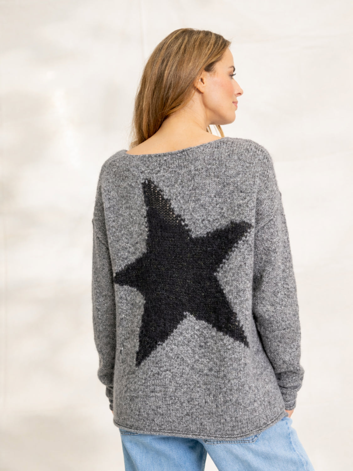 Strickpullover Stern mit V Ausschnitt - AlinaC