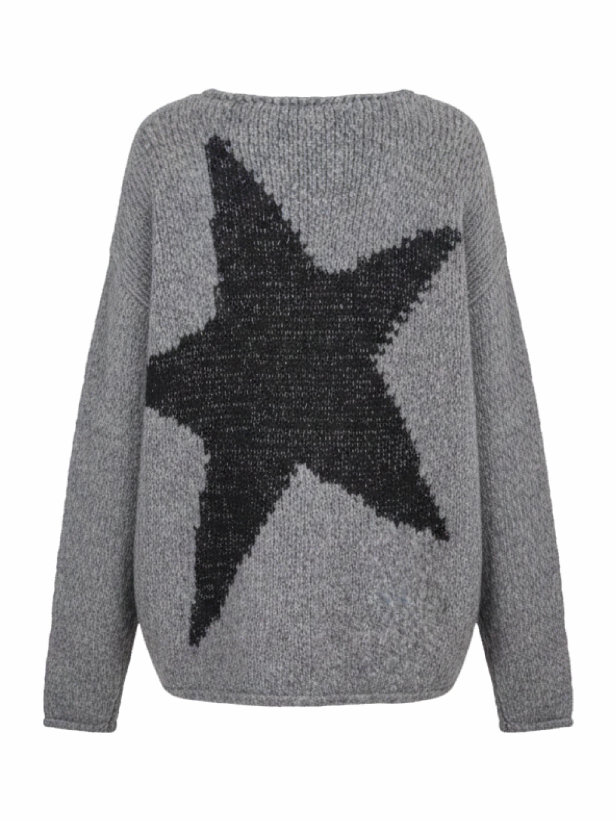 Strickpullover Stern mit V Ausschnitt