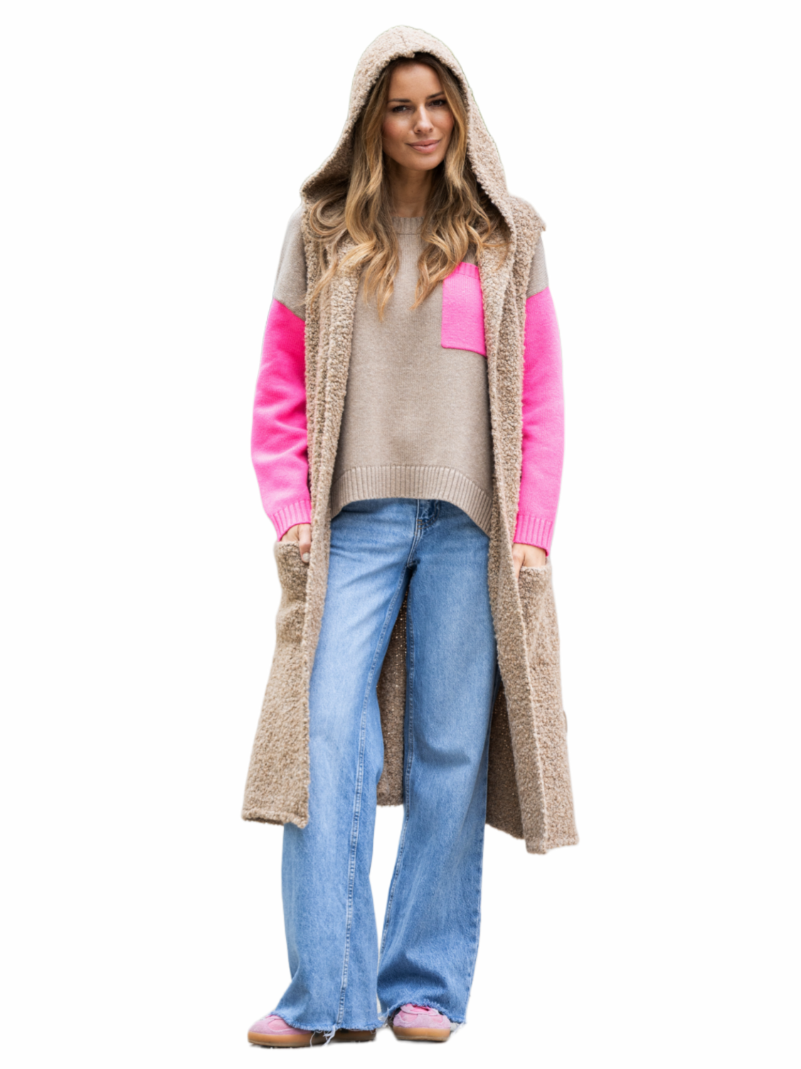 Weste Teddy mit Kapuze "keep the feeling"