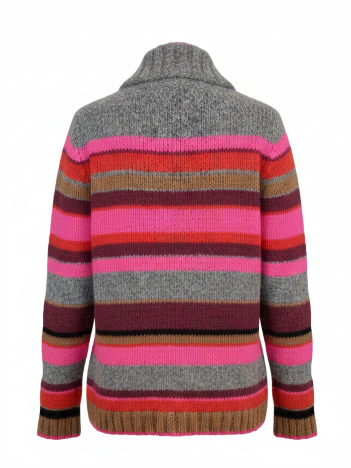 Striped sweater with stand-up collar