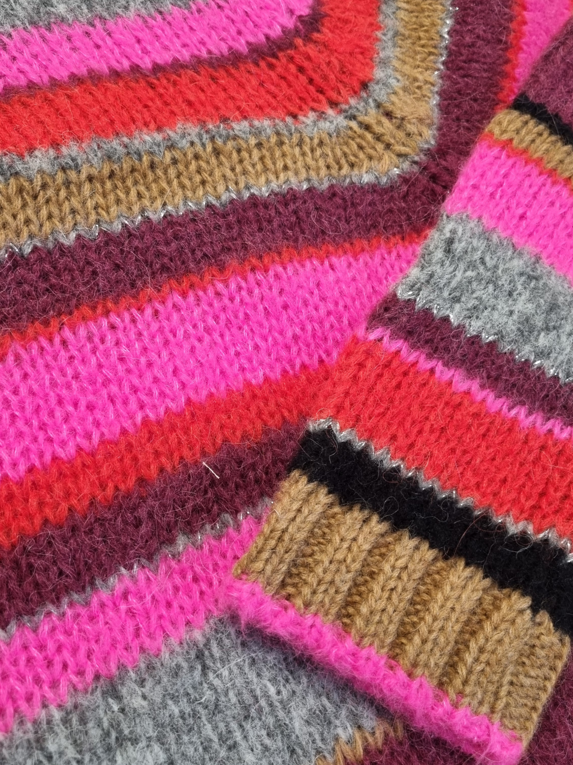 Striped sweater with stand-up collar