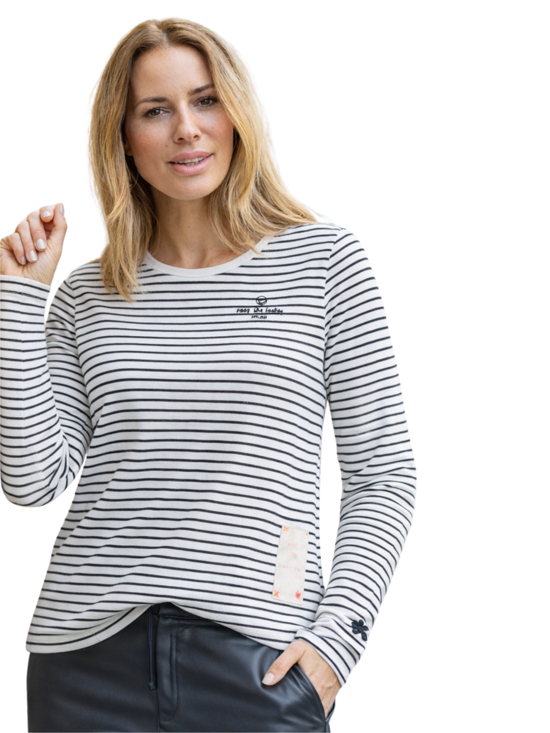 Shirt langarm mit dezenten Glitzer Streifen