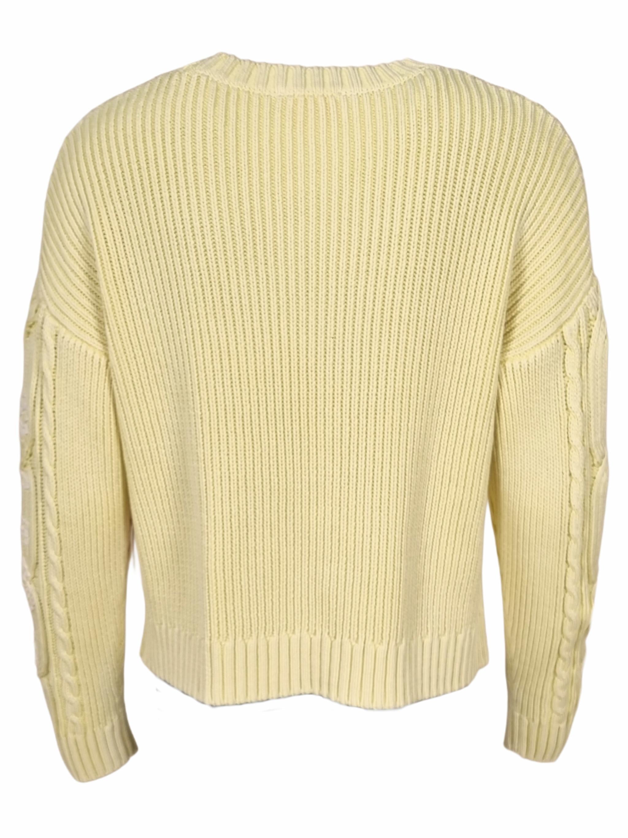 Damen Strickpullover aus Zopfmuster mit Stickerei aus Baumwolle - DoroC