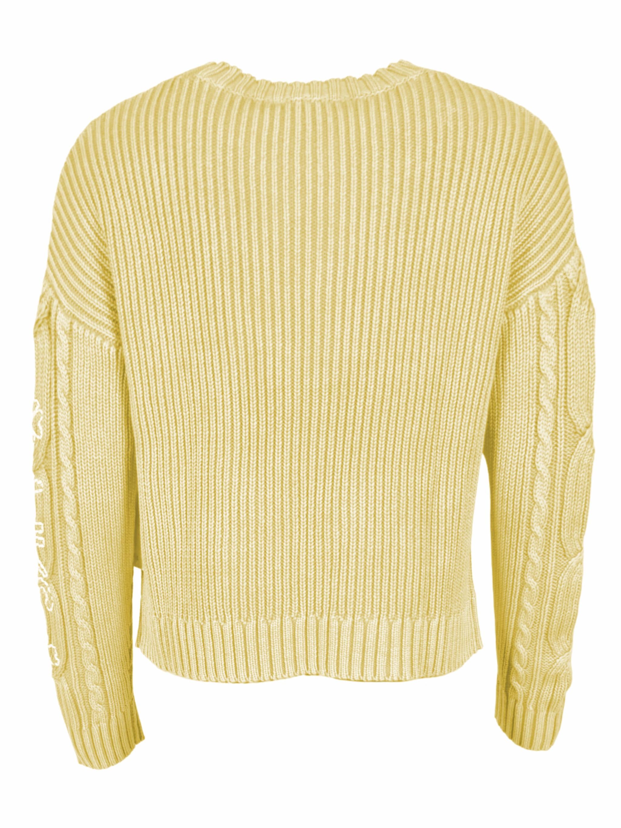 Damen Strickpullover aus Zopfmuster mit Stickerei aus Baumwolle - DoroC