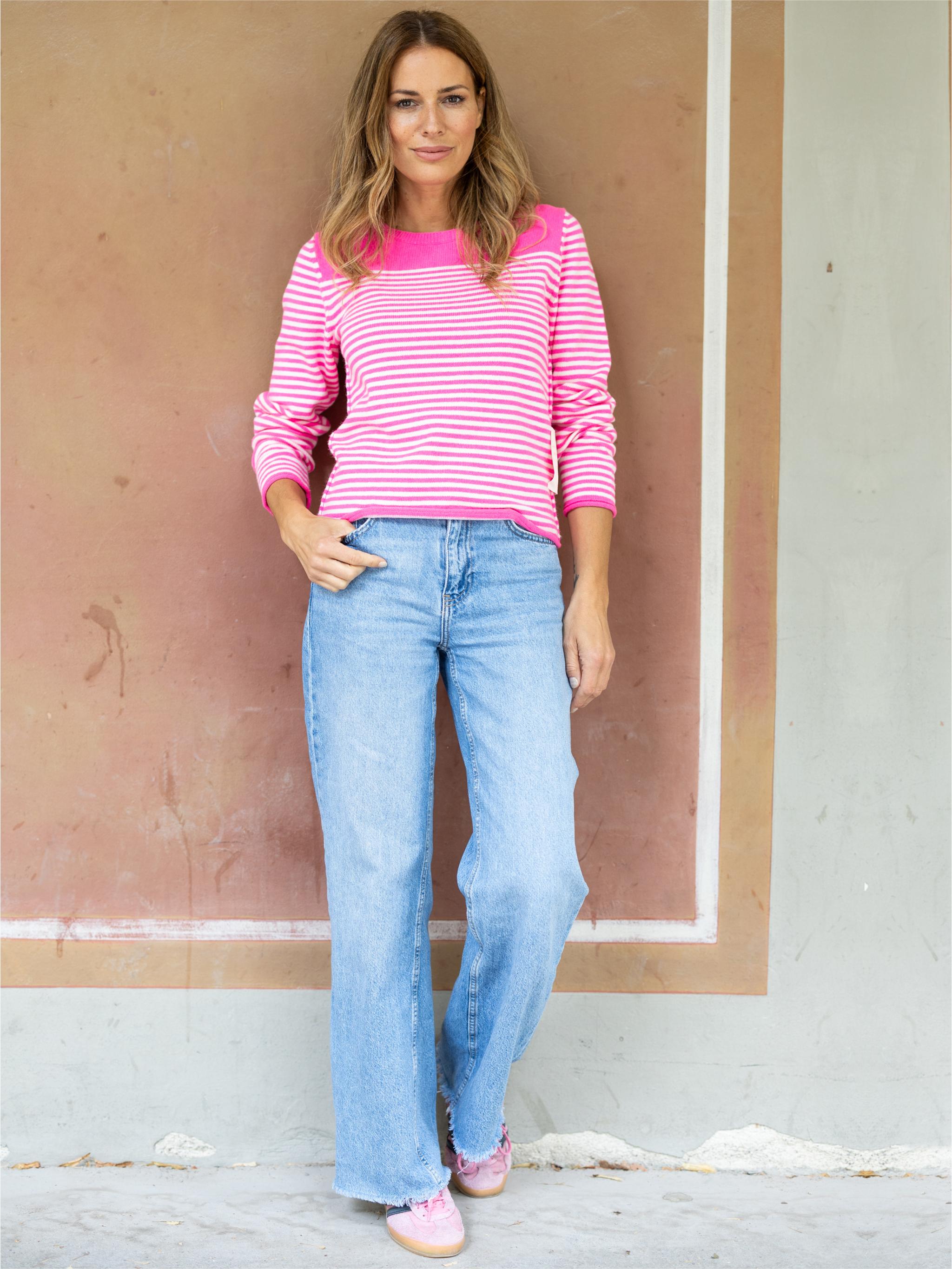 Damen Strickpullover gestreift aus Organic Cotton-Woll-Mischung - AmayaC
