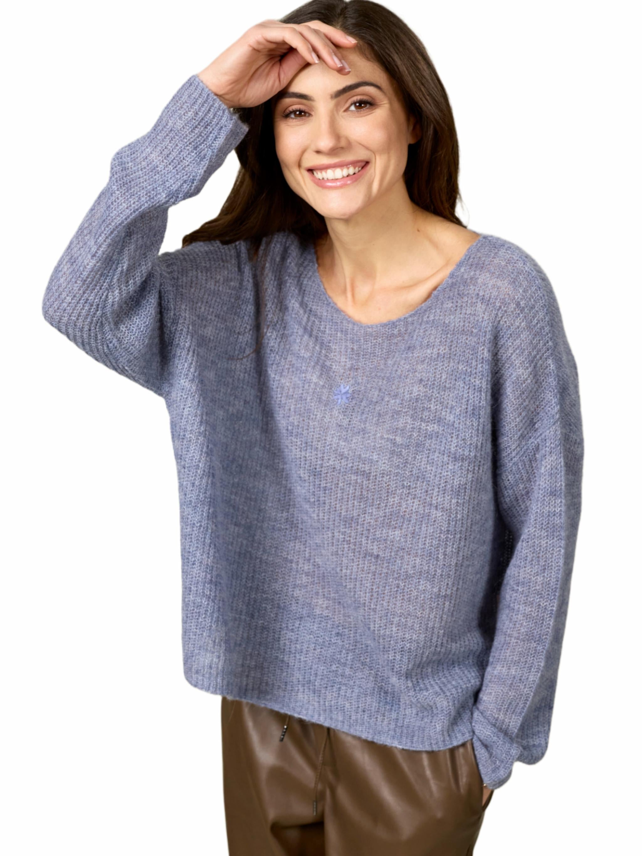 Damen Strickpullover leichte Rippe aus Alpaka-Woll-Mischung - BriaC