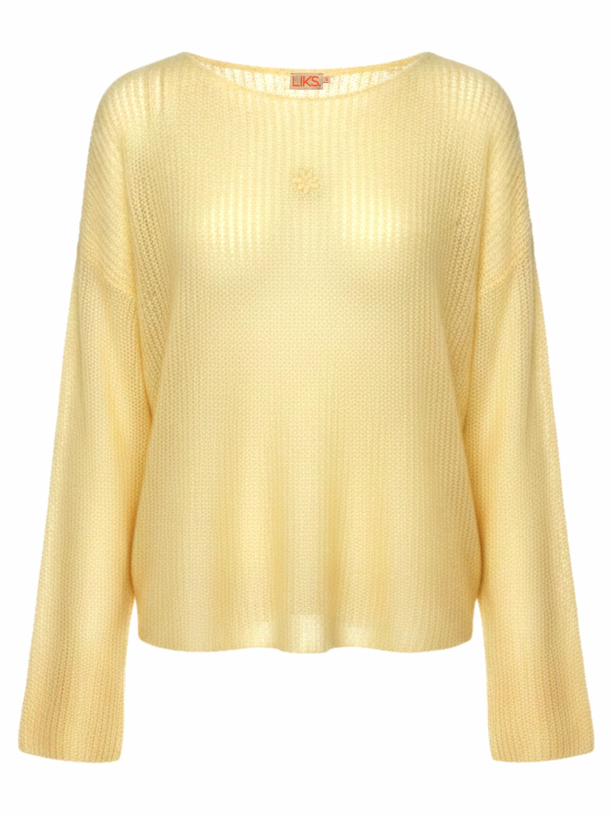 Leichter Strickpullover mit Herzblume