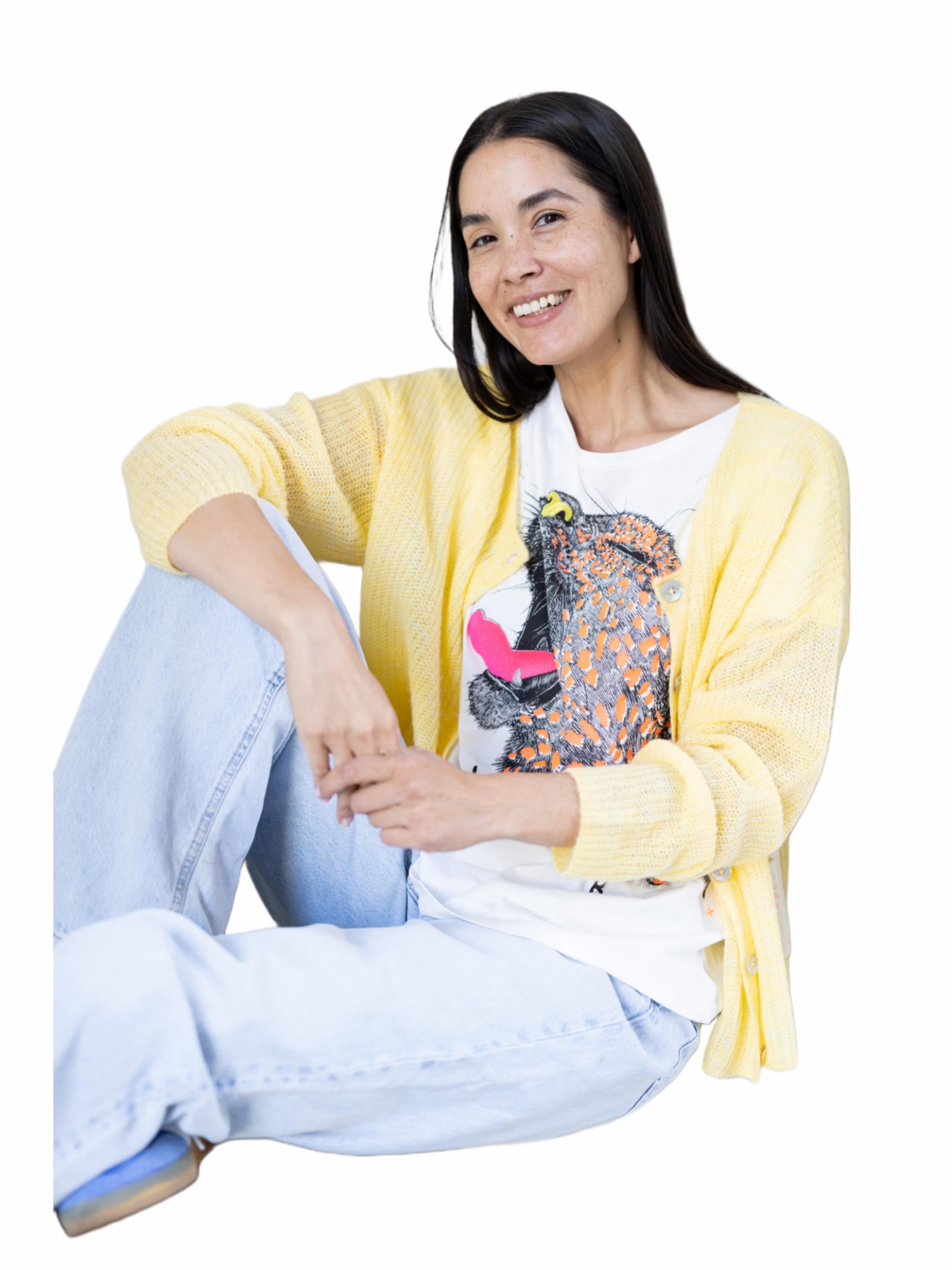Leichte Strickjacke mit Herzblume