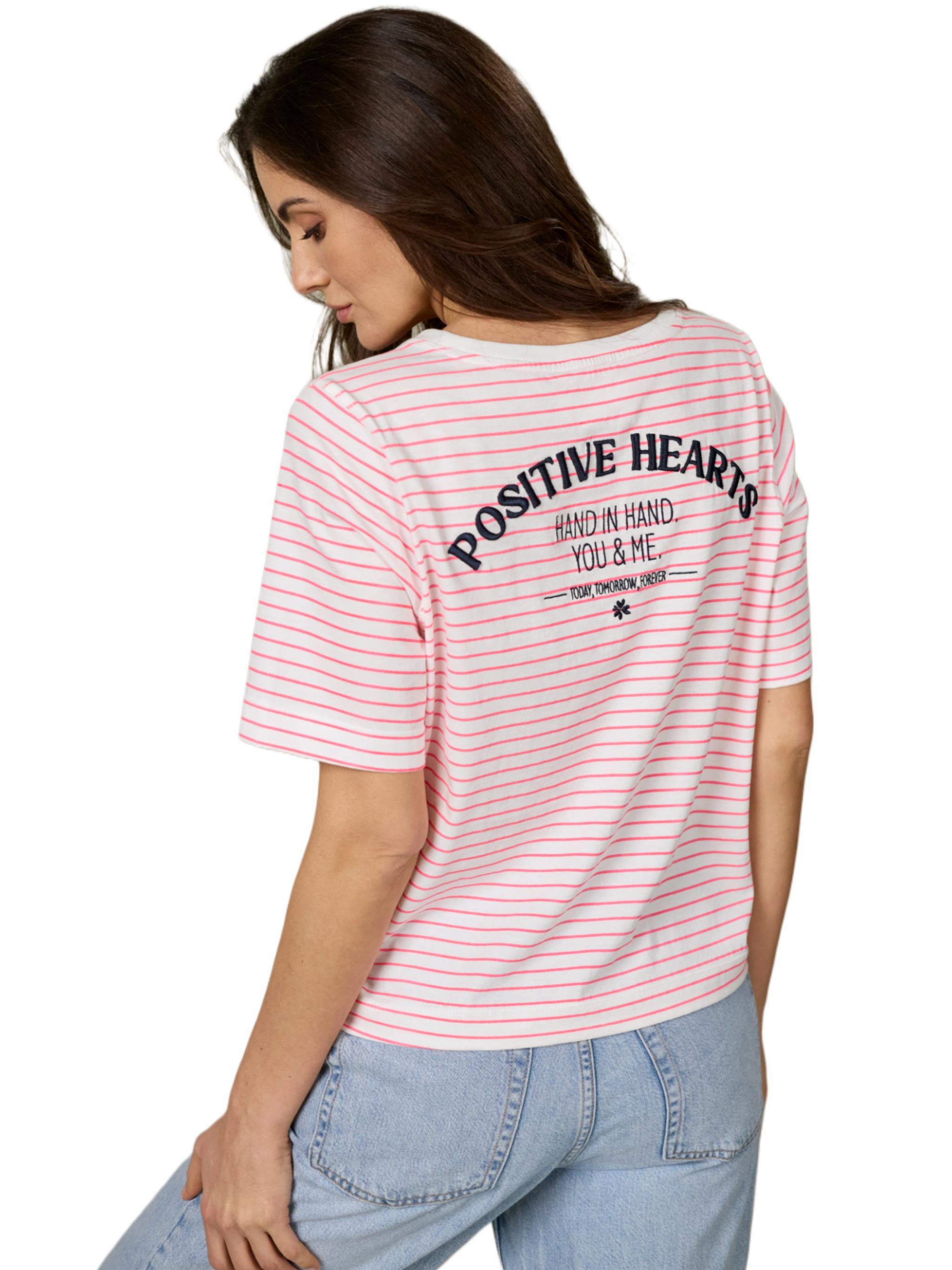 Damen Tshirt gestreift mit Stickerei aus Organic Cotton - PinaC