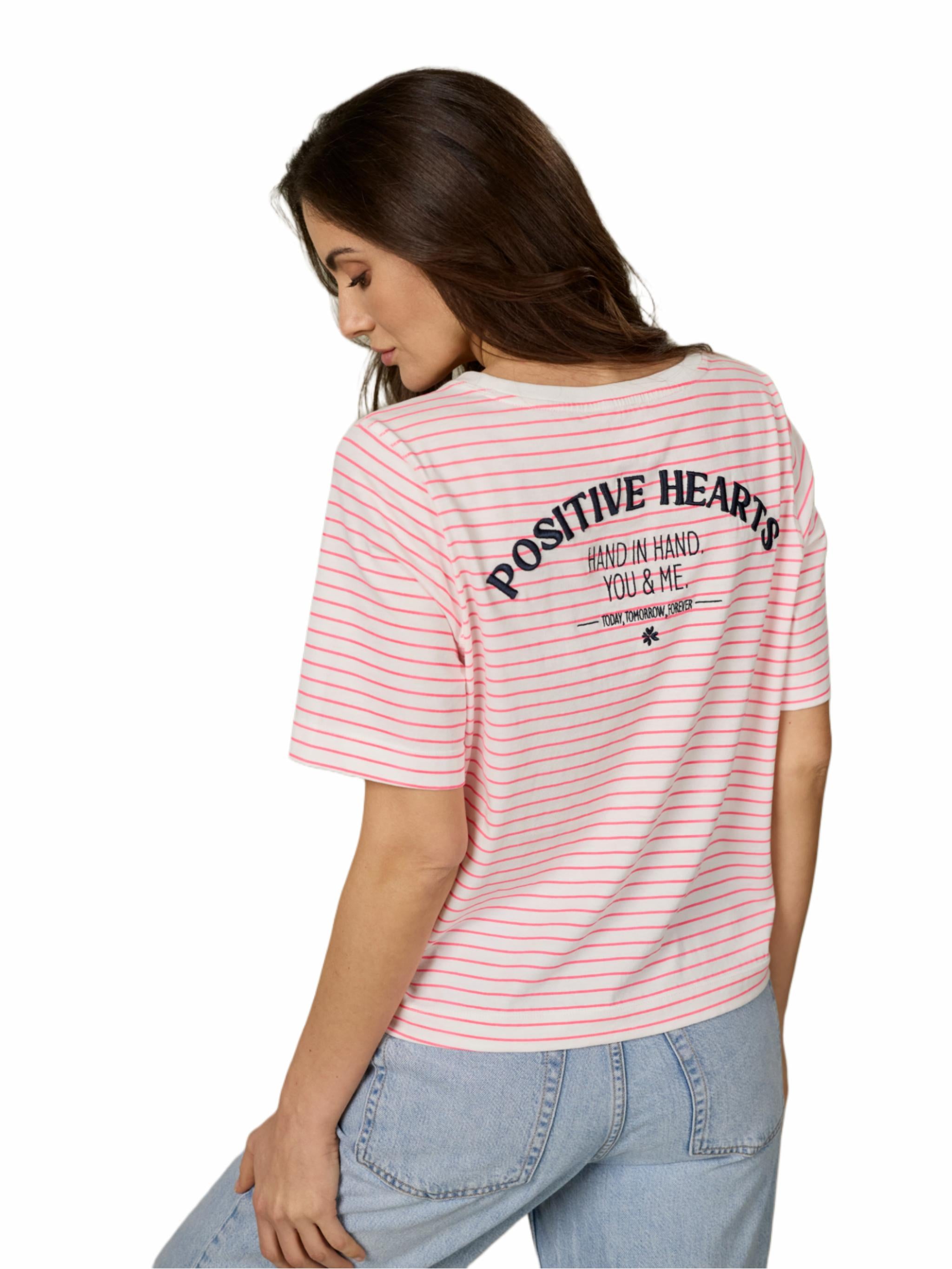 Damen Tshirt gestreift mit Stickerei aus Organic Cotton - PinaC