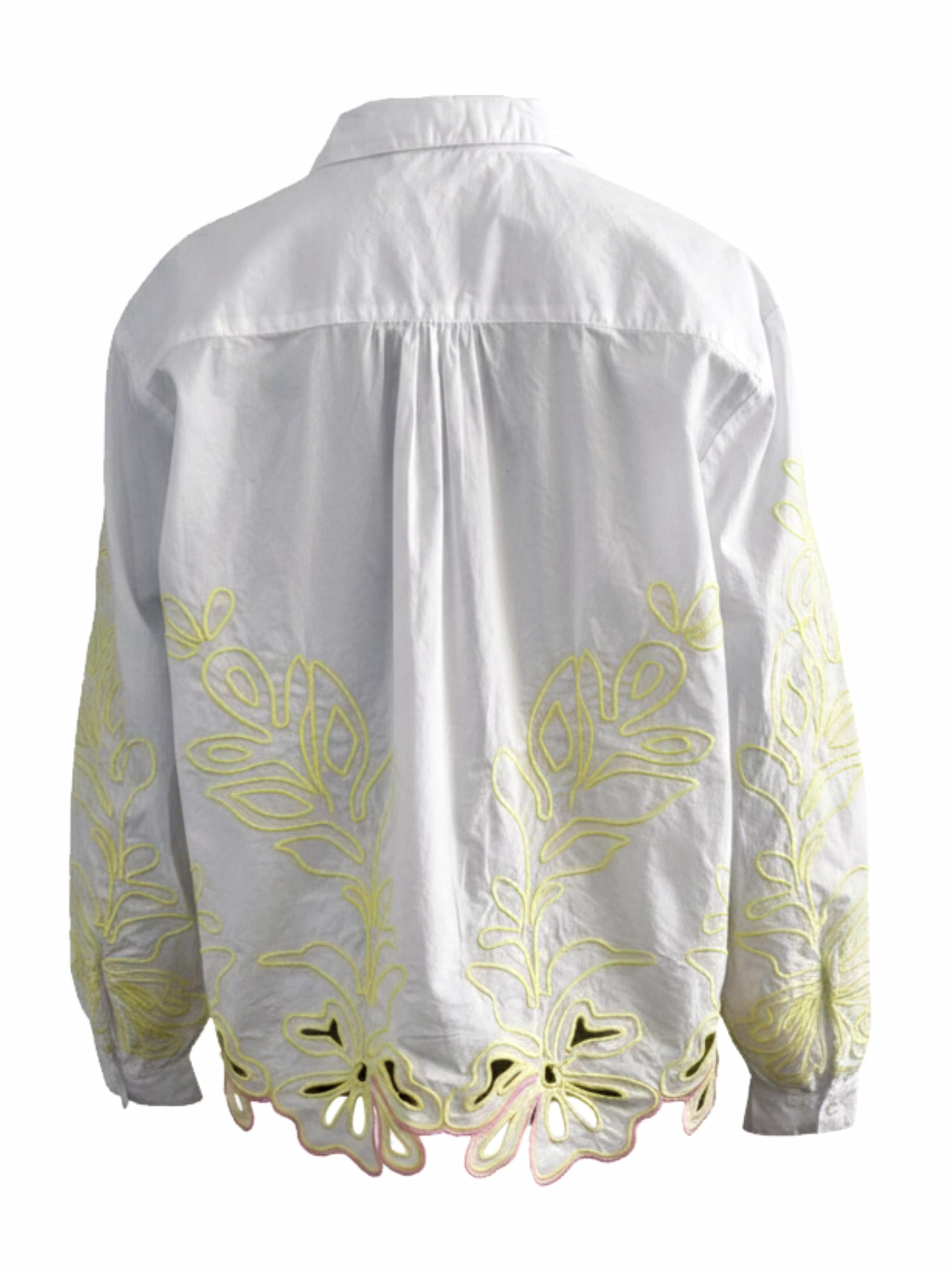 Damen Bluse mit floraler Stickerei aus Baumwolle - GraceC