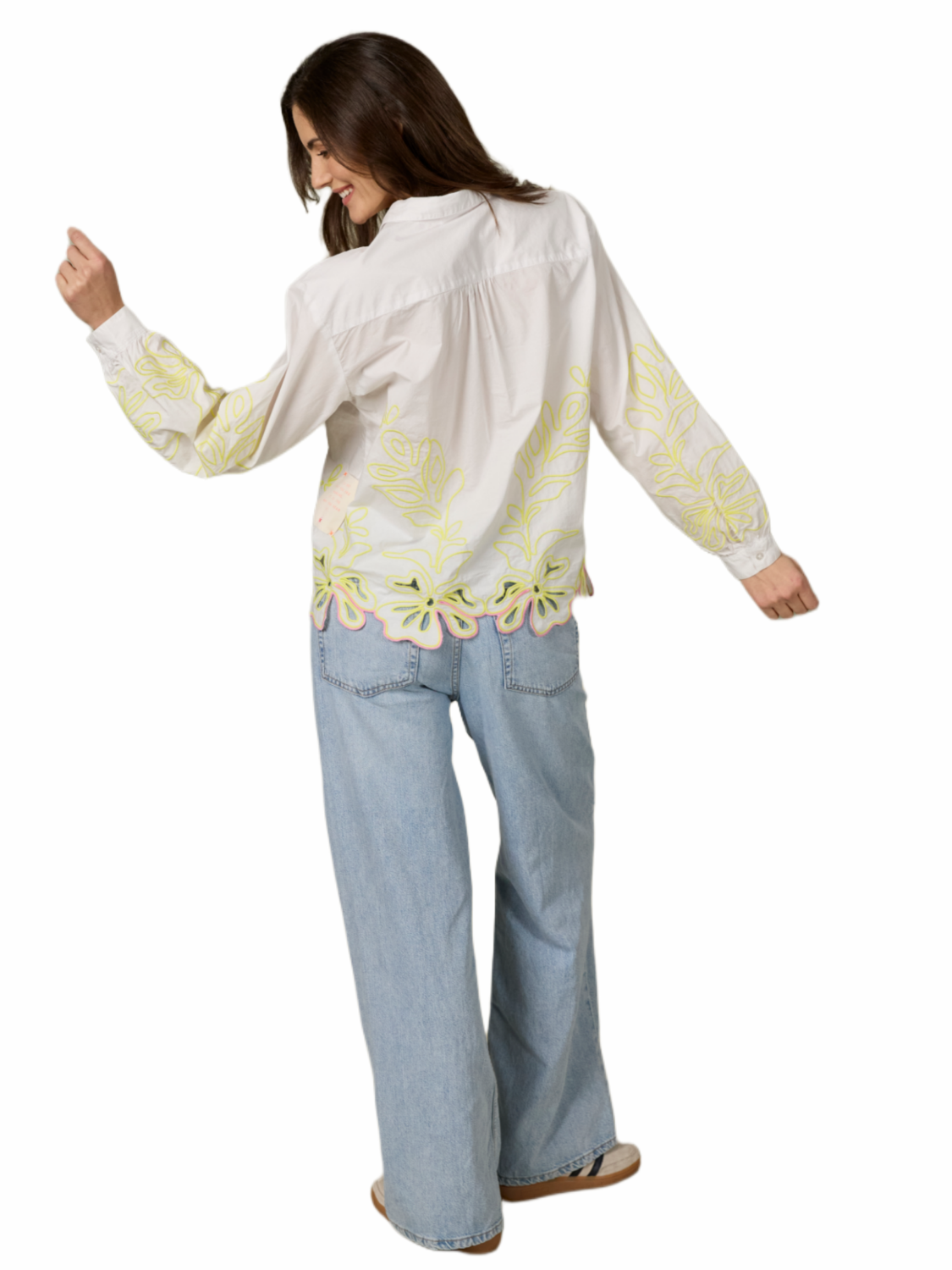 Damen Bluse mit floraler Stickerei aus Baumwolle - GraceC