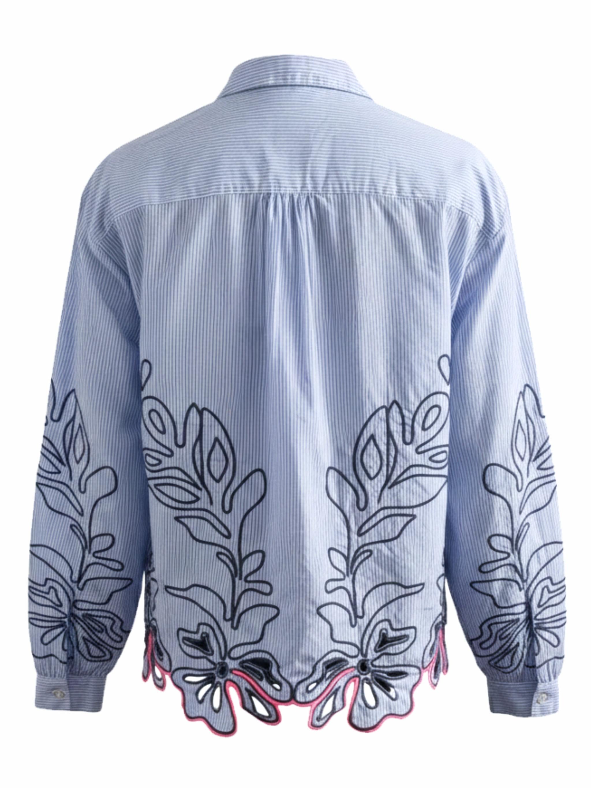 Damen Bluse mit floraler Stickerei aus Baumwolle - GraceC