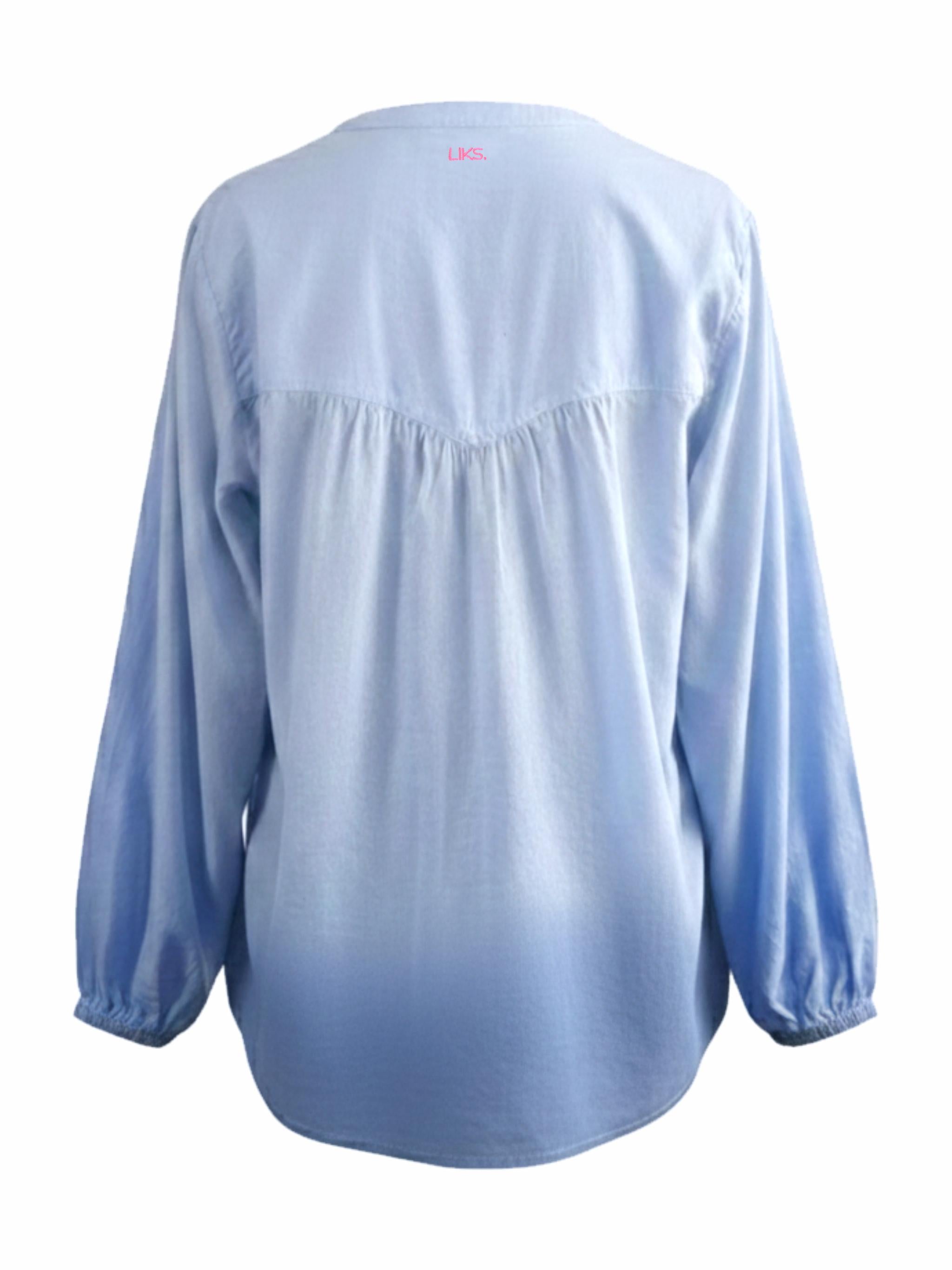 Blouse with color gradient and wide sleeves