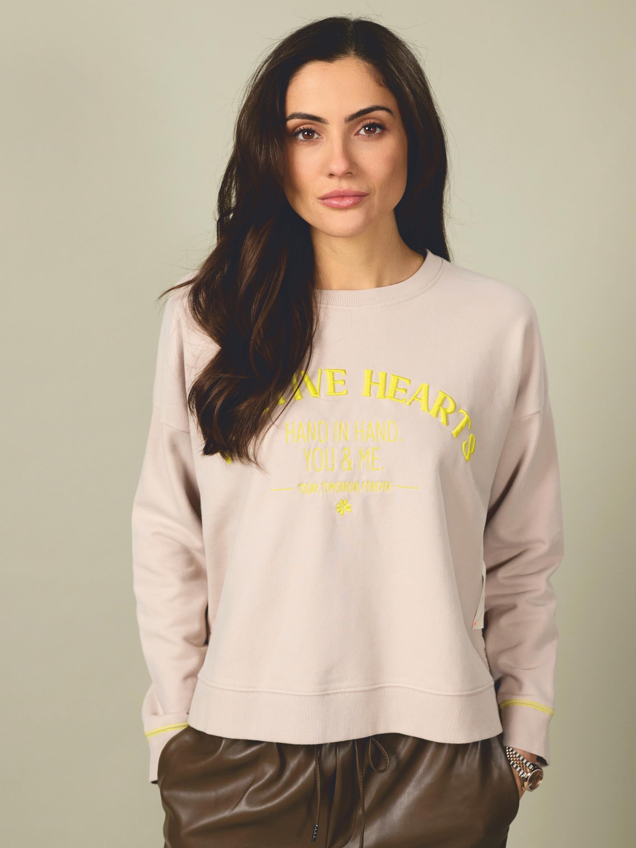 Damen Sweatshirt mit Stickerei Positiv Hearts - SelinaC