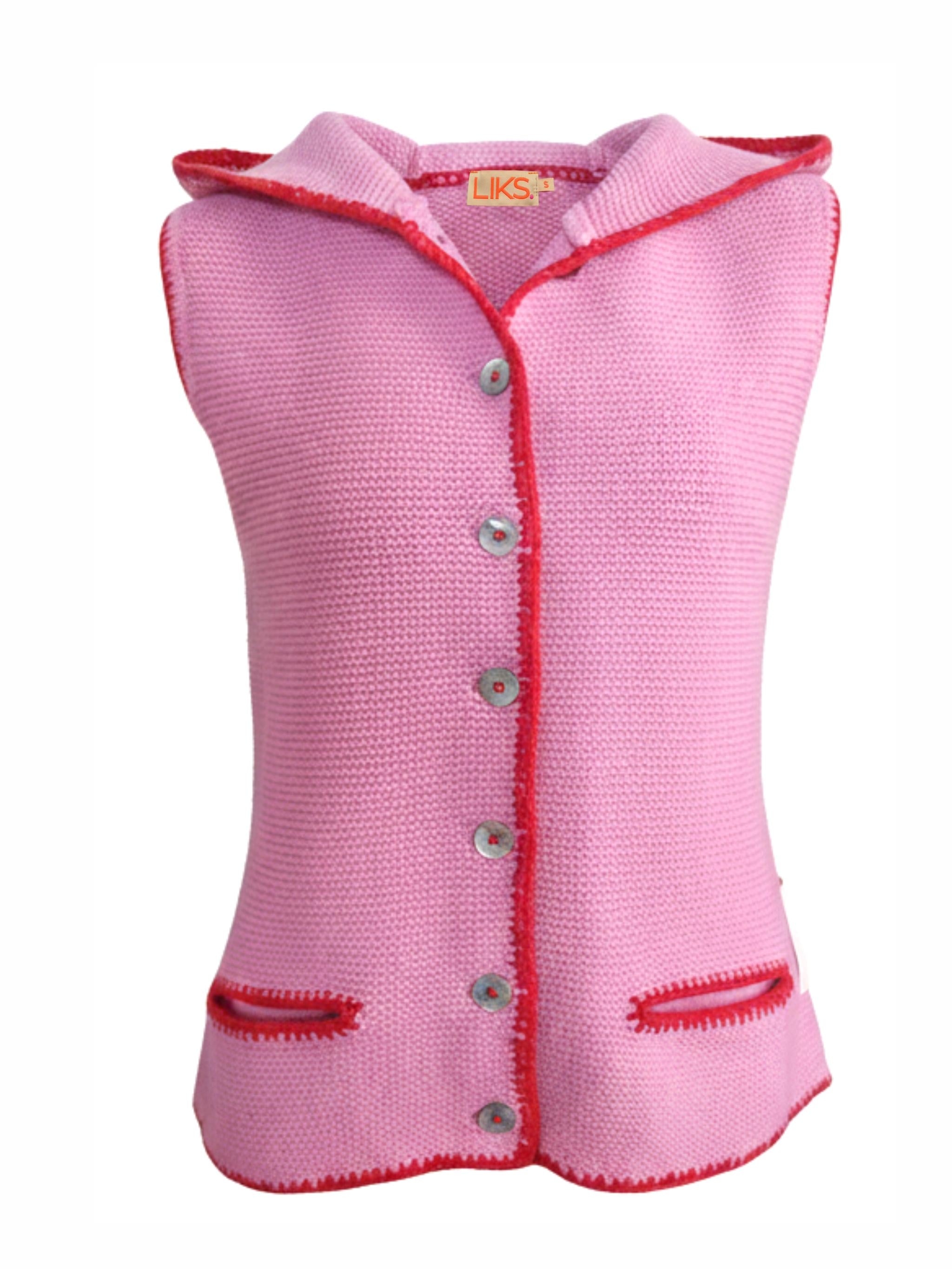 Gilet en maille à capuche brodé