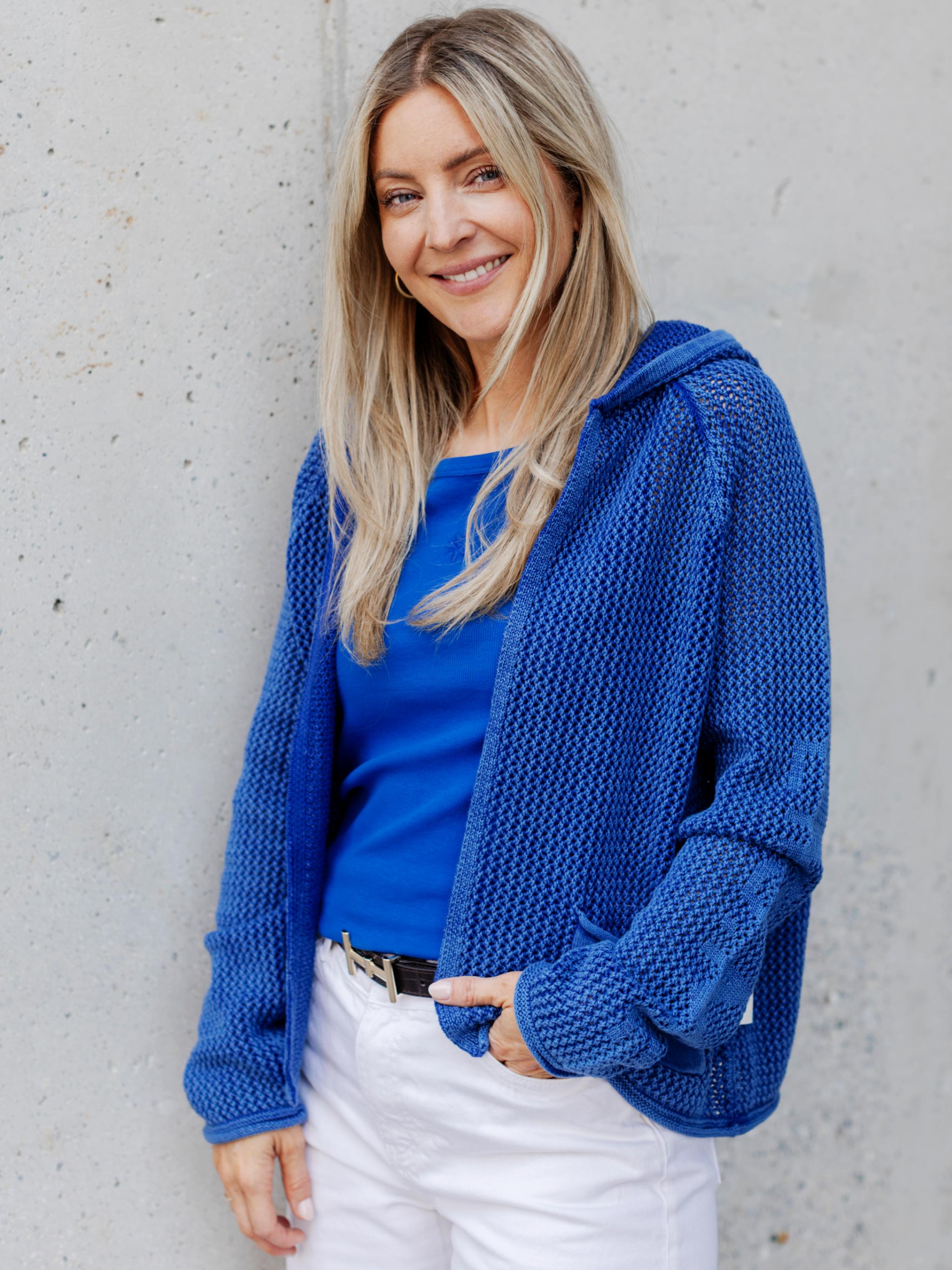 Damen Strickjacke aus Baumwolle mit Lochmuster - BlancaC
