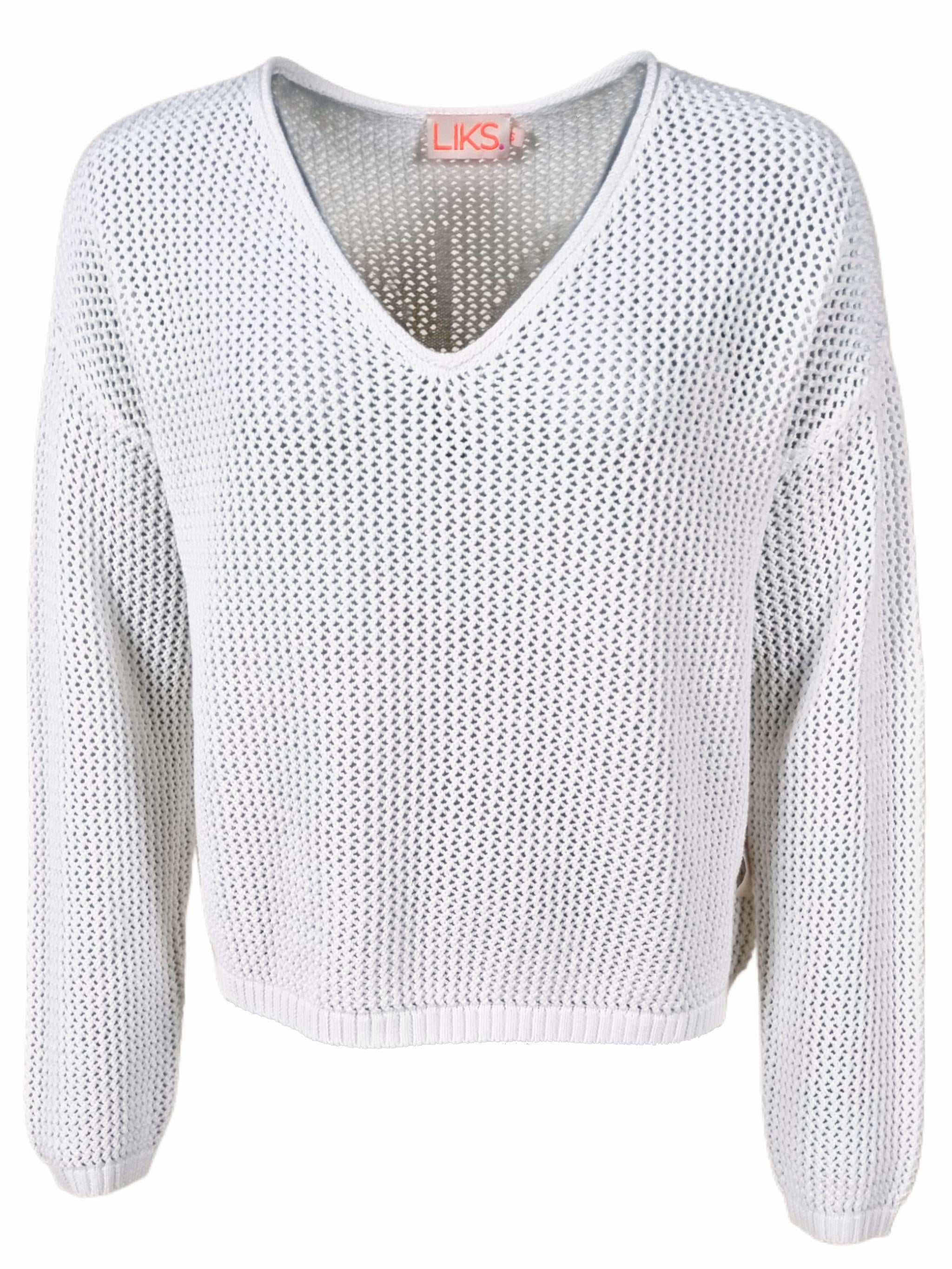 Damen Strickpullover aus Baumwolle mit Lochmuster - AlinaC