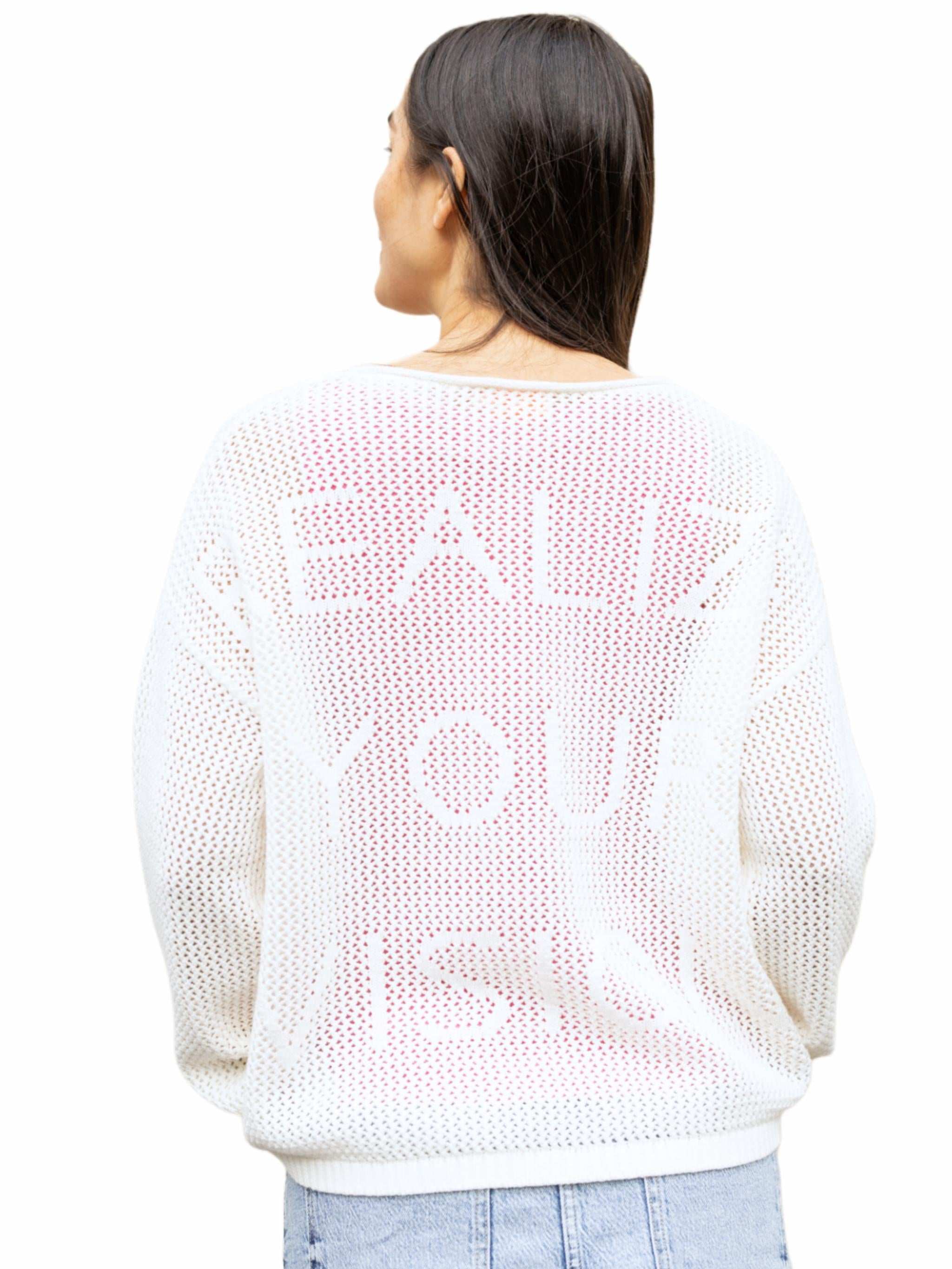 Damen Strickpullover aus Baumwolle mit Lochmuster - AlinaC