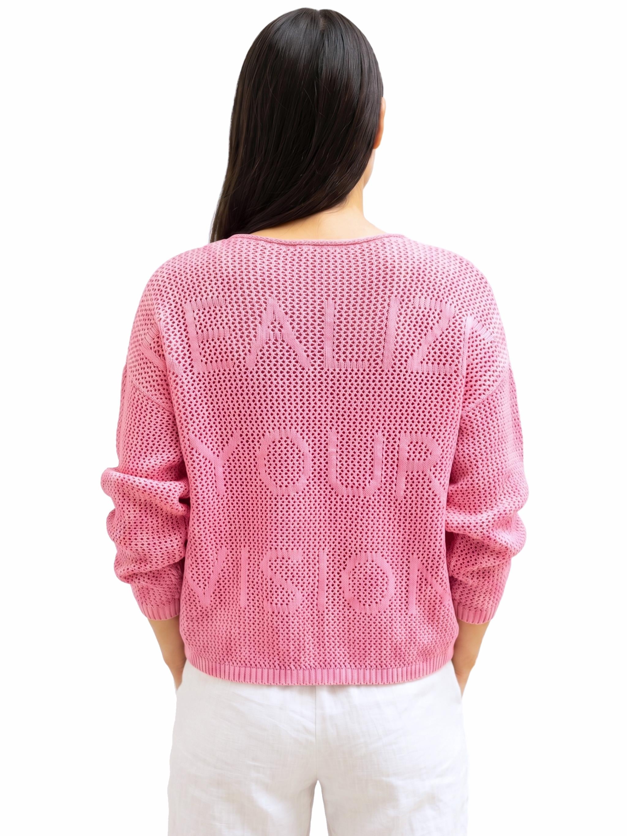 Damen Strickpullover aus Baumwolle mit Lochmuster - AlinaC