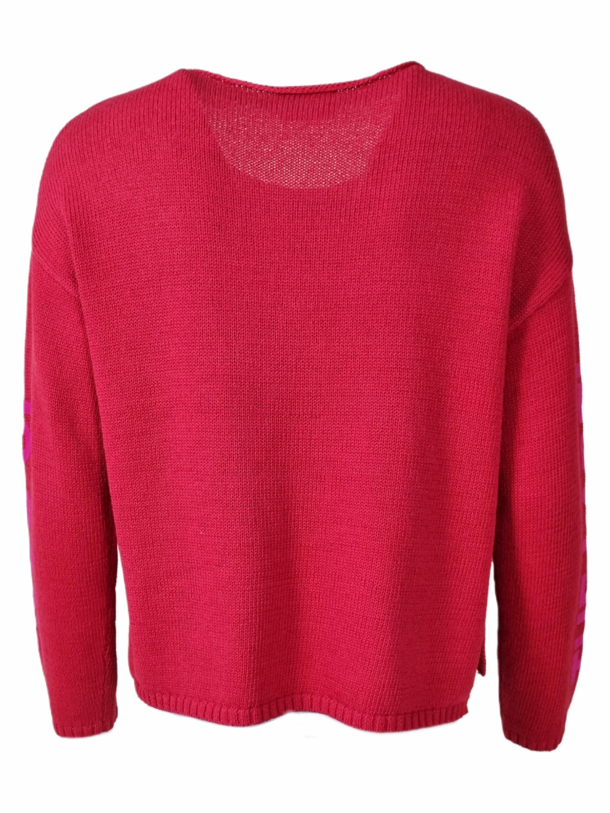 Damen Strickpullover Baumwolle Leinen mit Flockprint - BrittaC