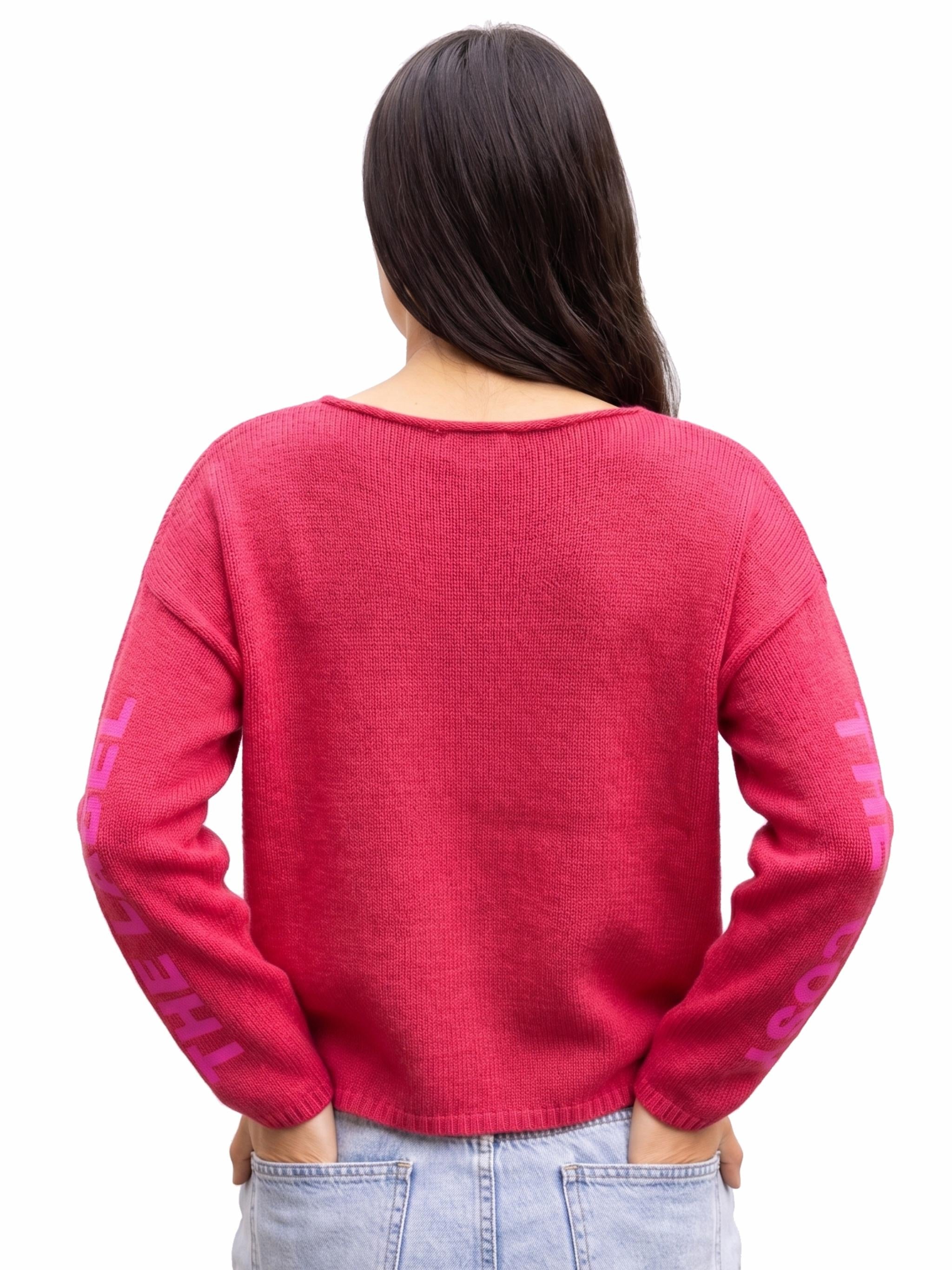 Damen Strickpullover Baumwolle Leinen mit Flockprint - BrittaC