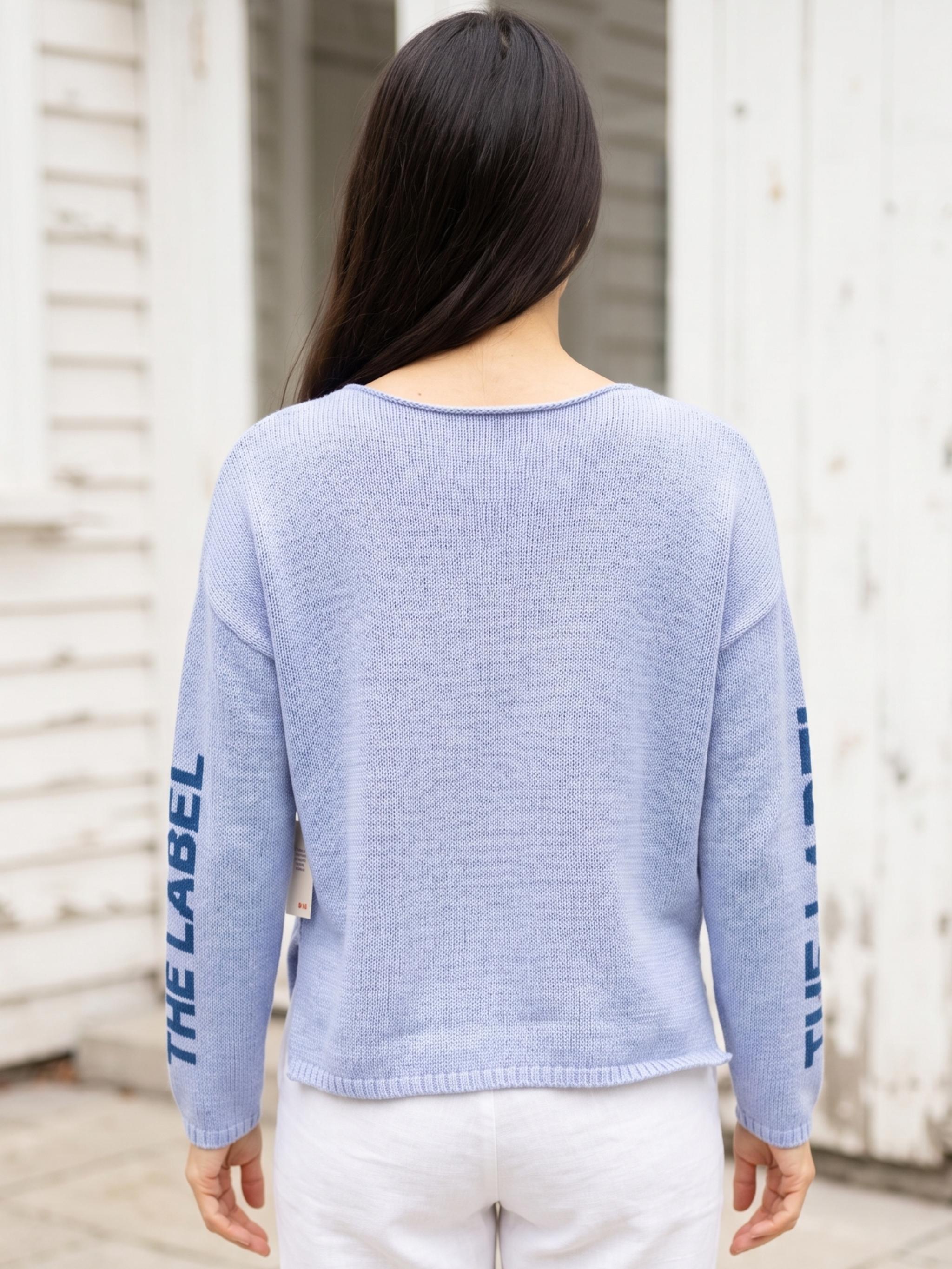 Damen Strickpullover Baumwolle Leinen mit Flockprint - BrittaC