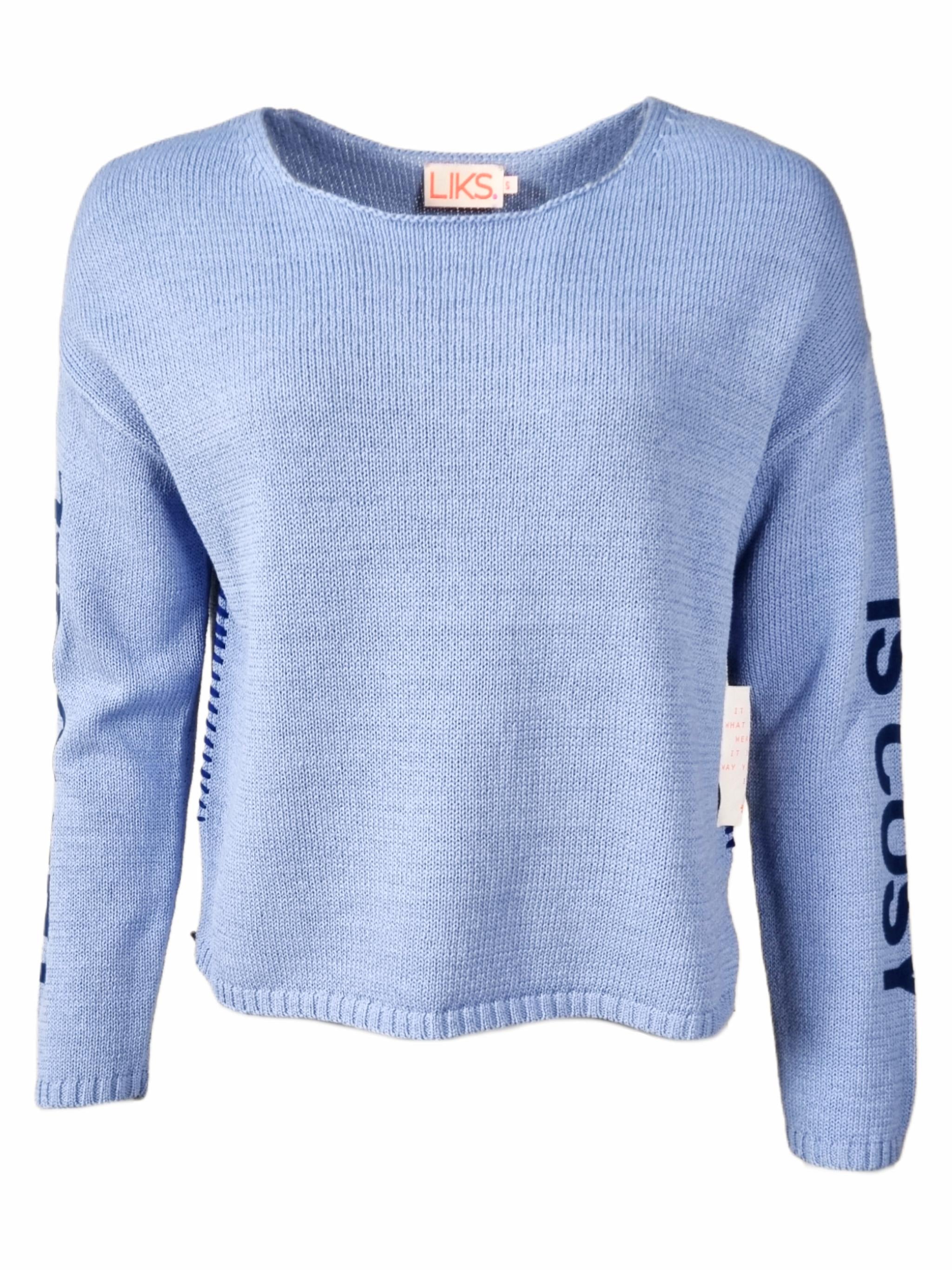 Damen Strickpullover Baumwolle Leinen mit Flockprint - BrittaC