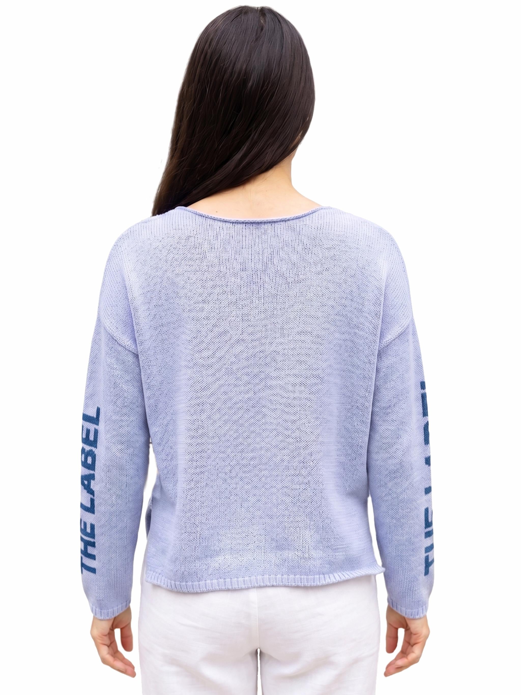 Damen Strickpullover Baumwolle Leinen mit Flockprint - BrittaC
