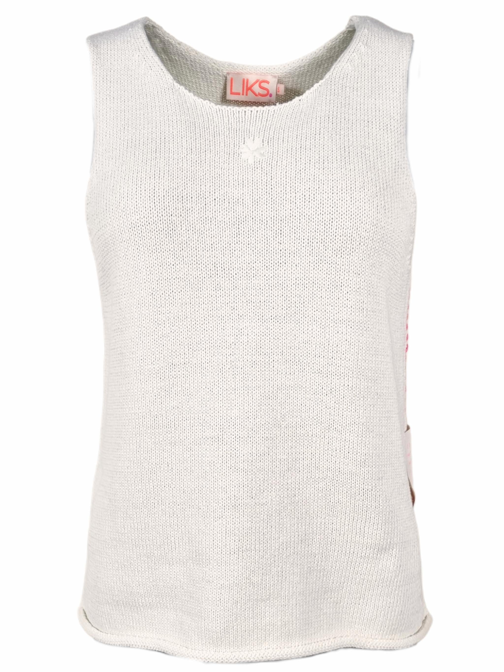 Damen Stricktop aus Baumwolle Leinen mit farbigem Flockprint - AuriC