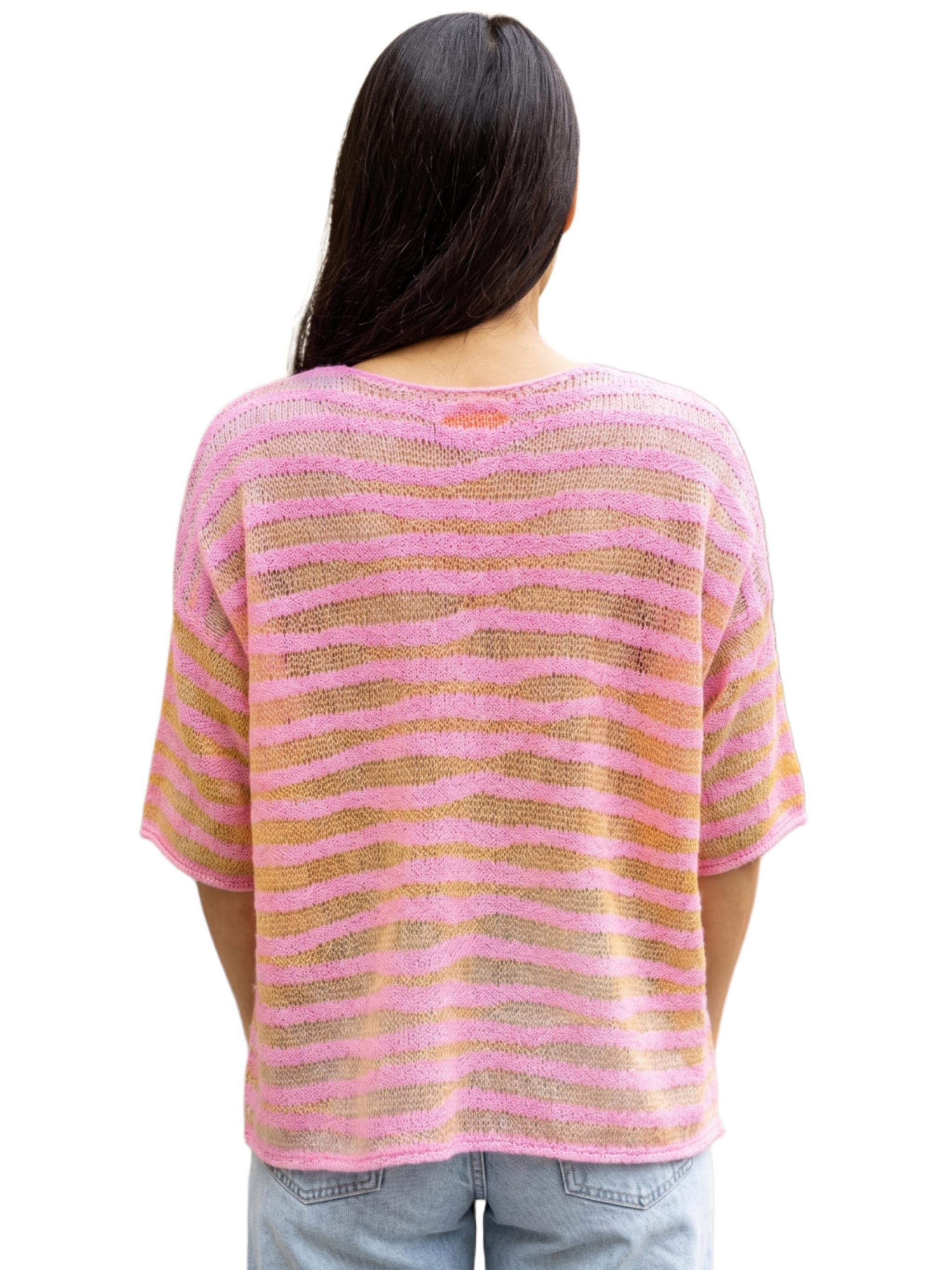 Oversize Strickpullover Mohair Baumwollmix gestreift - DanaC