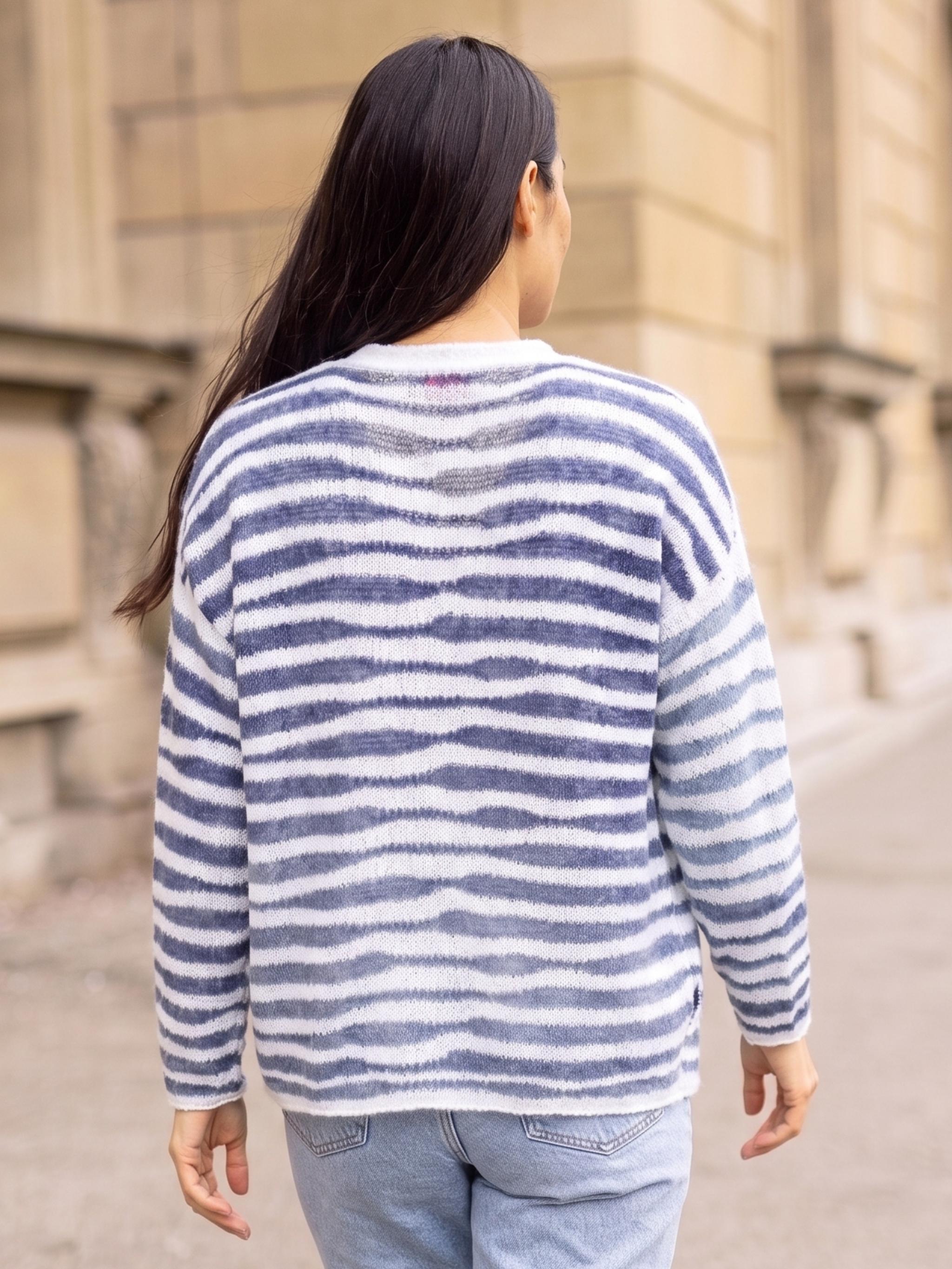 Oversize Cardigan Mohair Baumwollmix gestreift - DeltaC