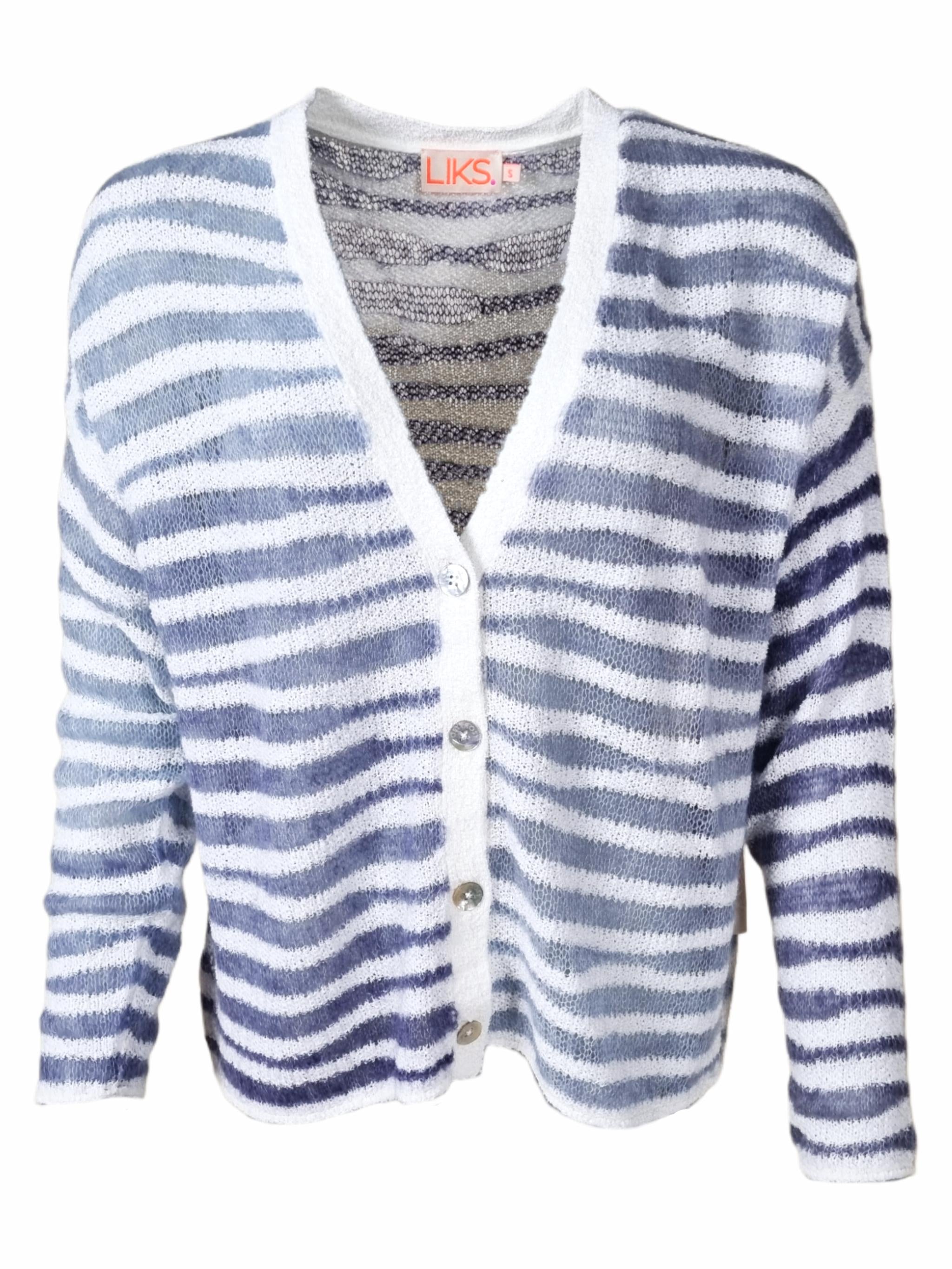 Oversize Cardigan Mohair Baumwollmix gestreift - DeltaC