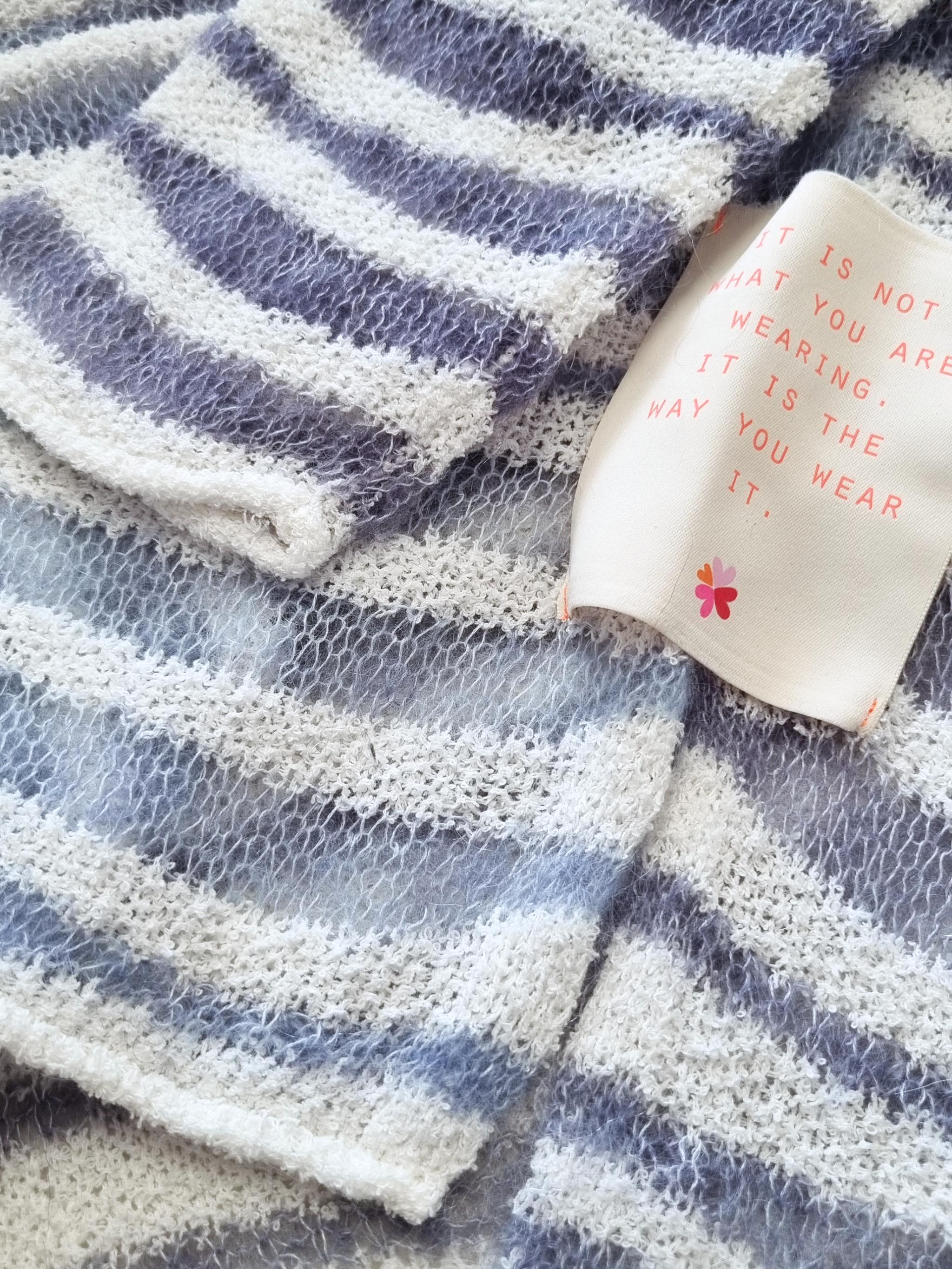 Oversize Cardigan Mohair Baumwollmix gestreift - DeltaC