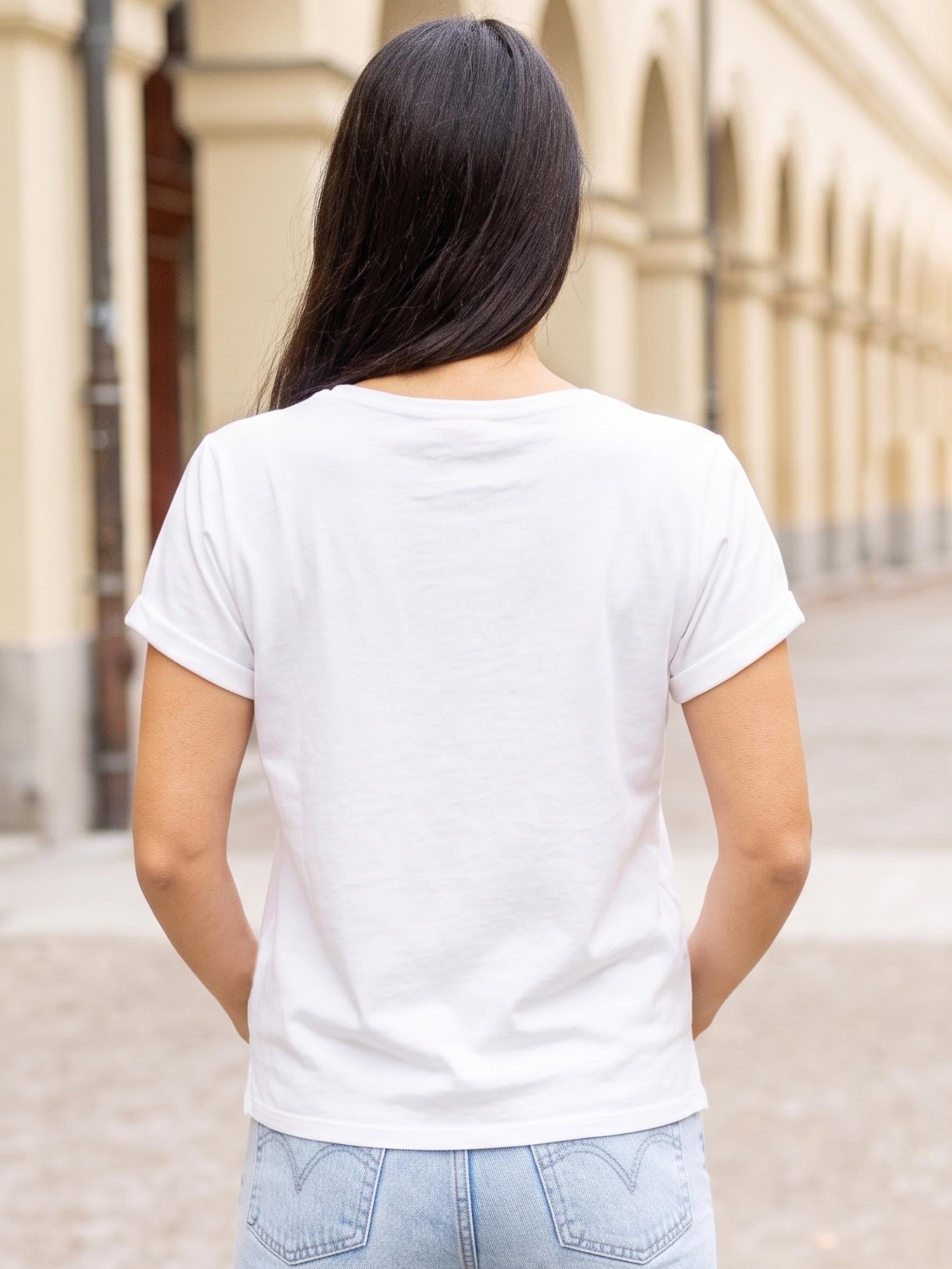 Damen TShirt mit Flockprint/ Mesh Applikation - PamelaC