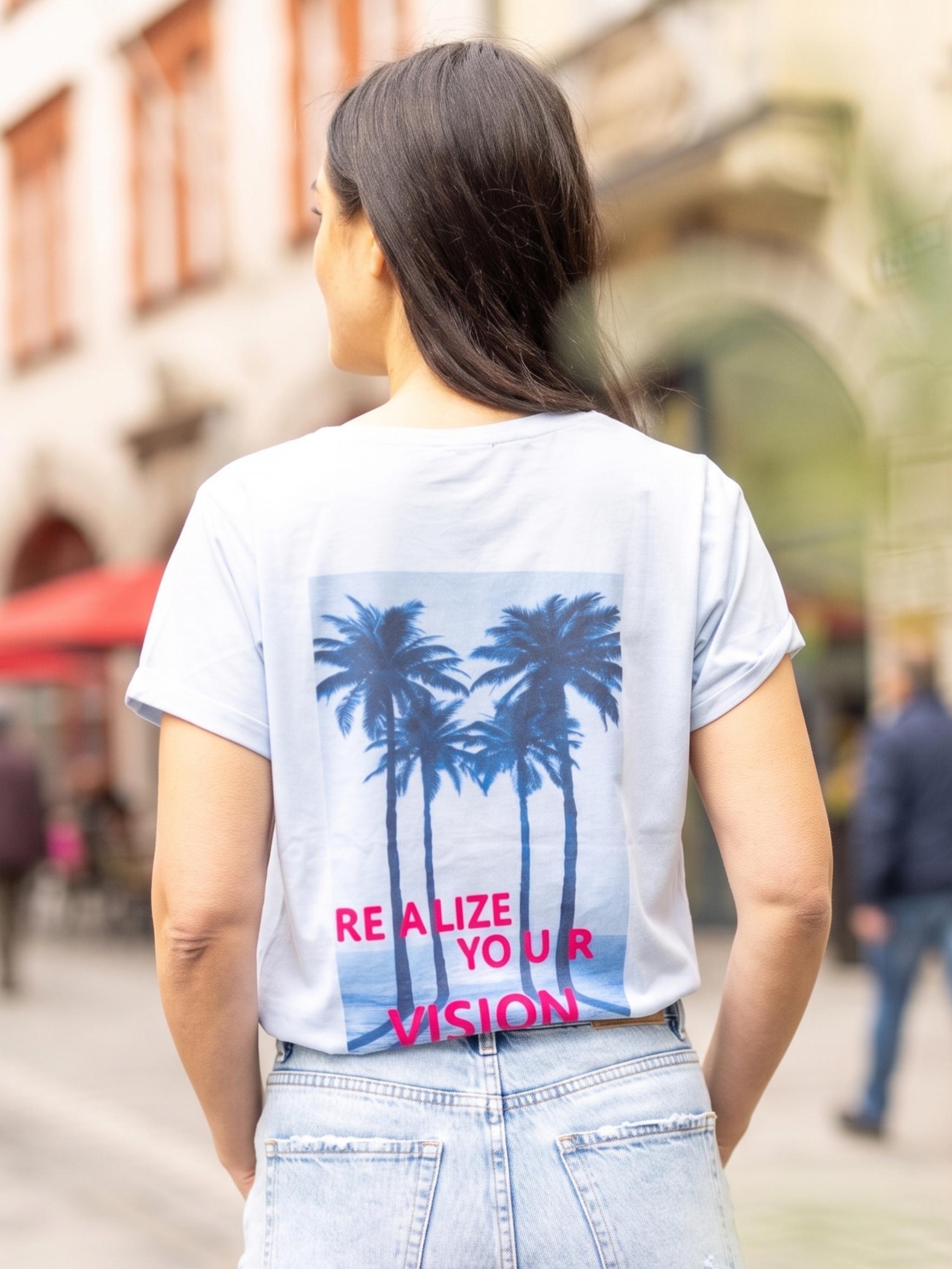 Damen TShirt mit Flockprint/ Mesh Applikation - PamelaC