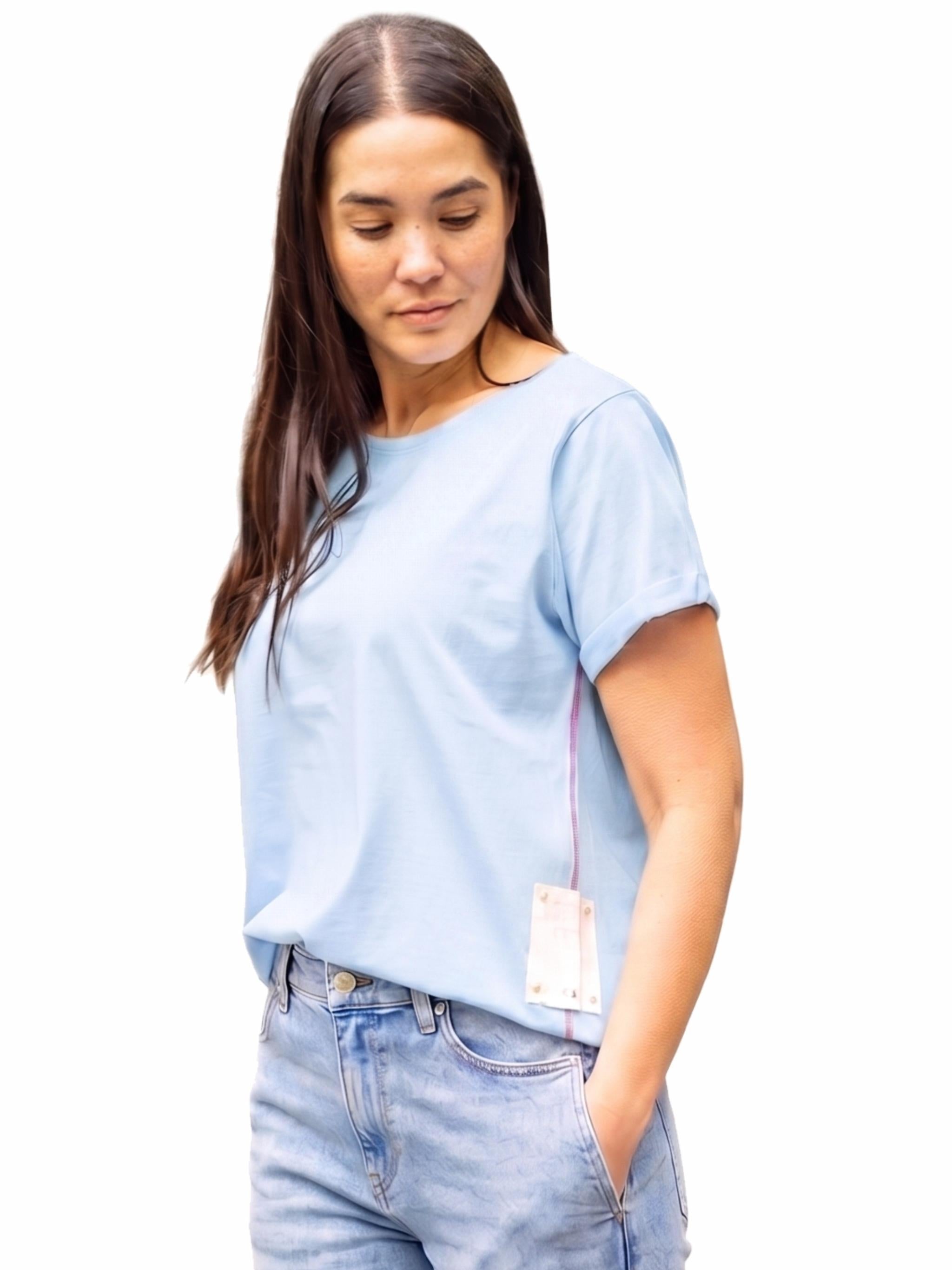 Damen TShirt mit Flockprint/ Mesh Applikation - PamelaC
