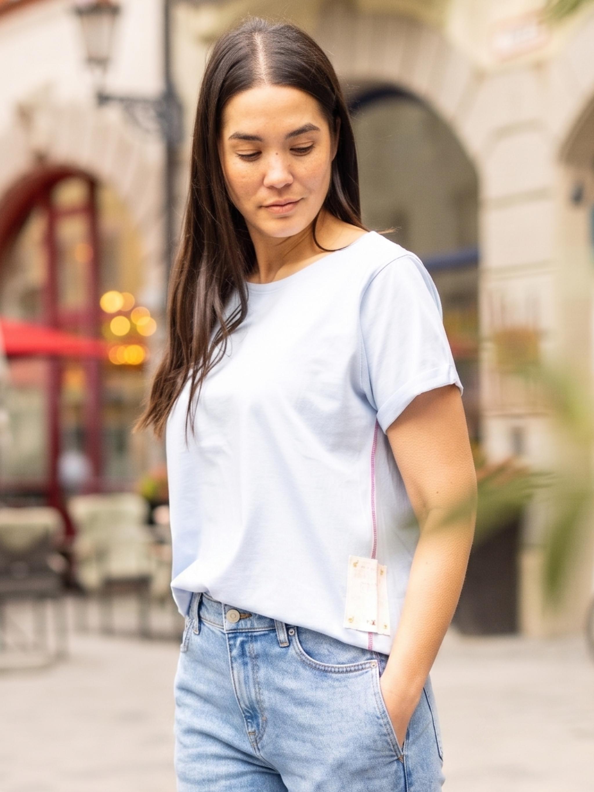 Damen TShirt mit Flockprint/ Mesh Applikation - PamelaC