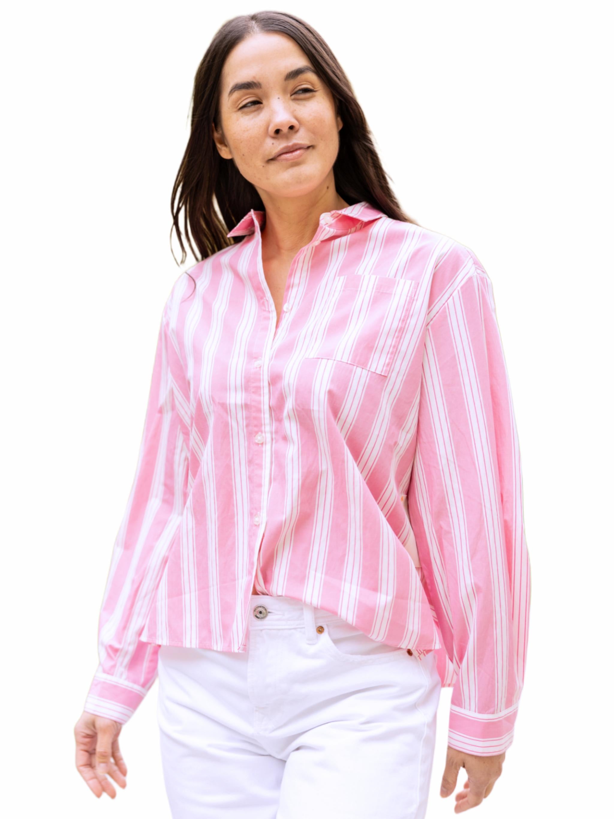 Damen Bluse gestreift mit Sonnen Stickerei - GraceC