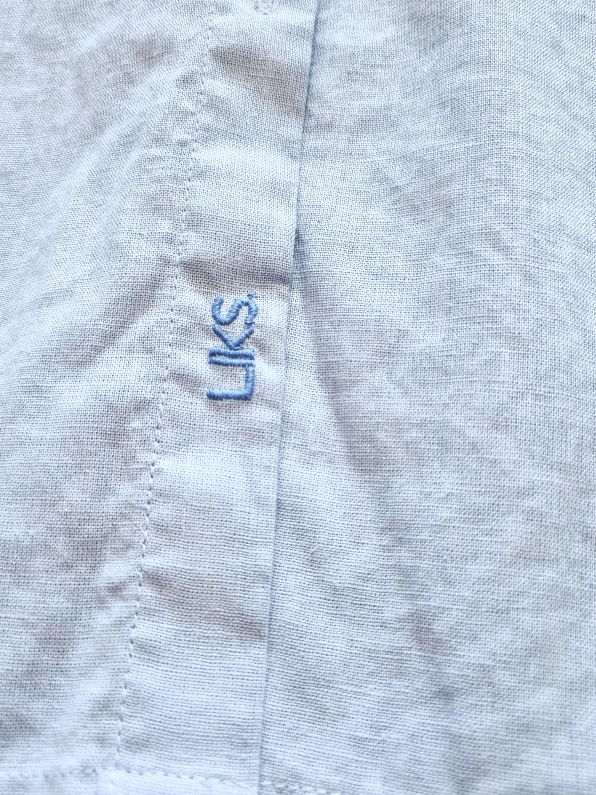 Bluse mit Hemdkragen in Leinen - Baumwolle