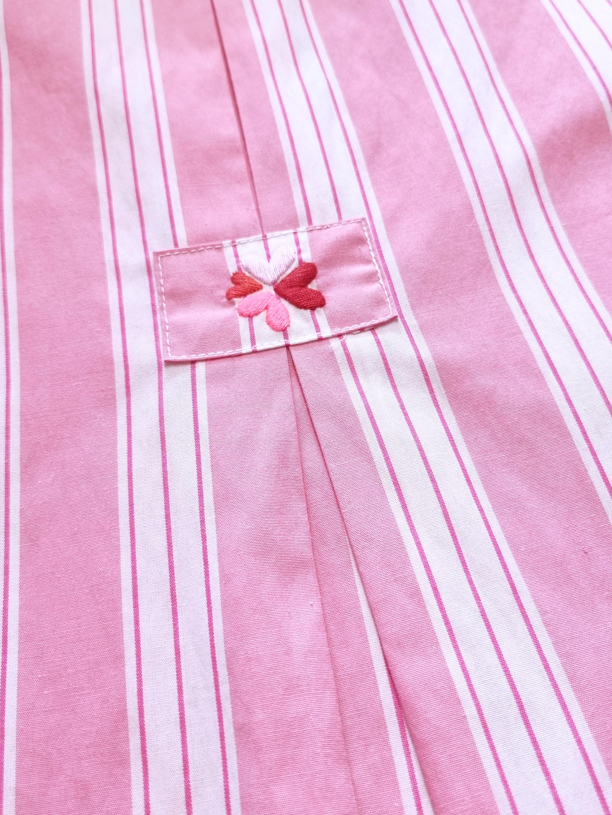 Damen Blusenkleid gestreift mit Stickerei am Arm - LeonieC