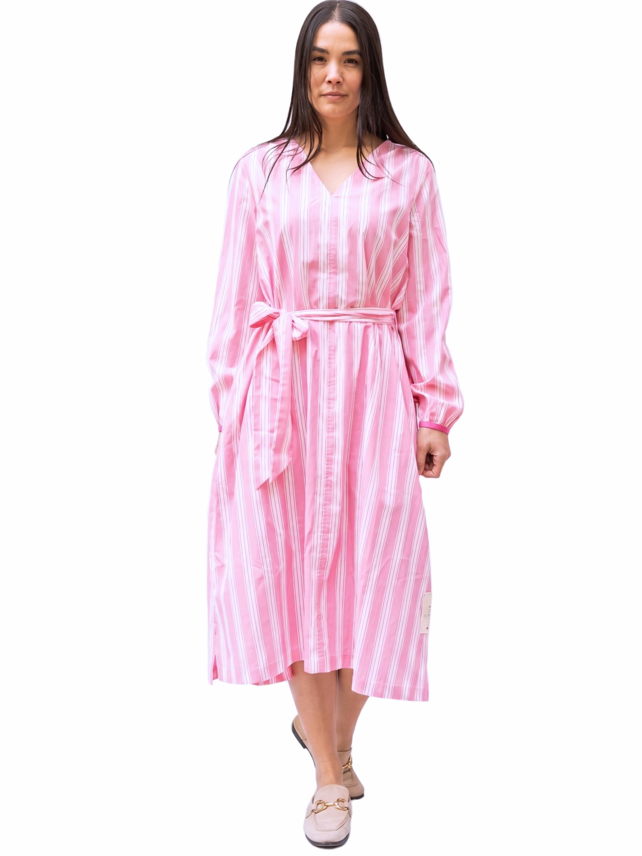 Damen Blusenkleid gestreift mit Stickerei am Arm - LeonieC